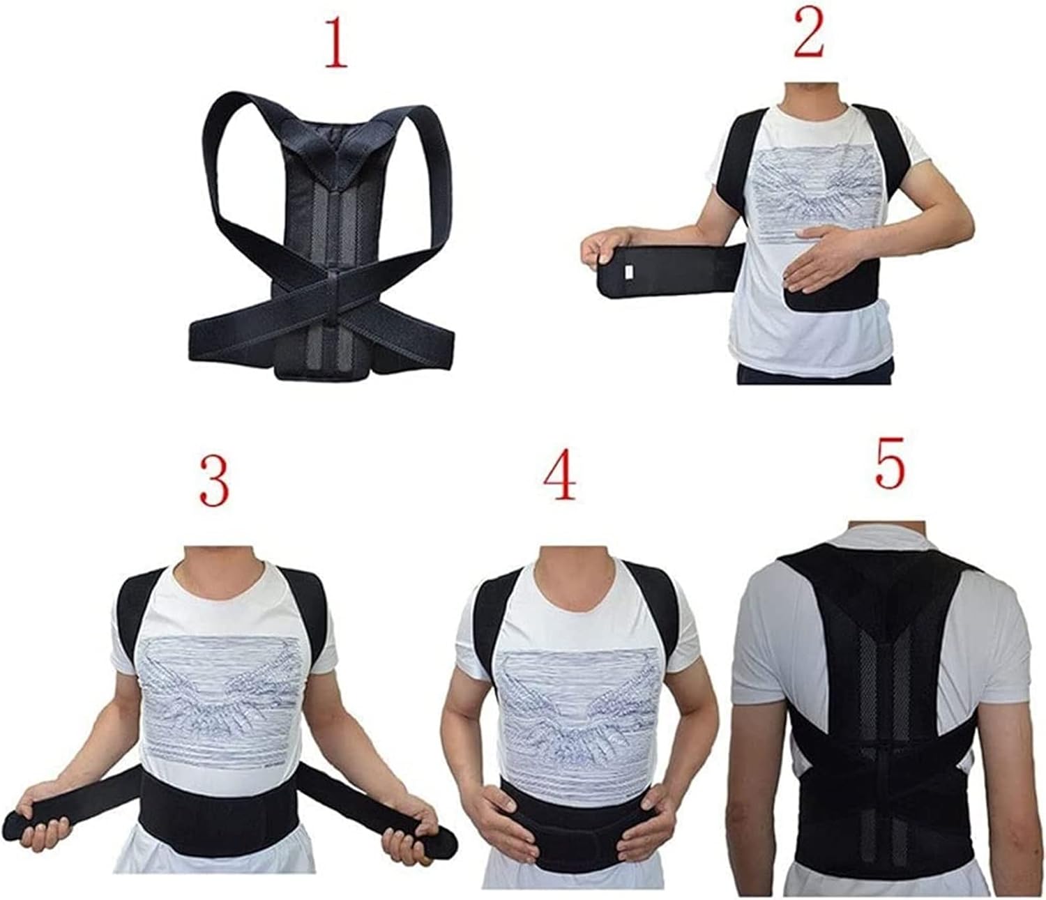 Posture Corrector Spine Back Support, Back Brace Support Belt Pain Relief for Neck, Back, Shoulders, Adjustable Breathable Waist Straps Back Posture (Size : Medium)