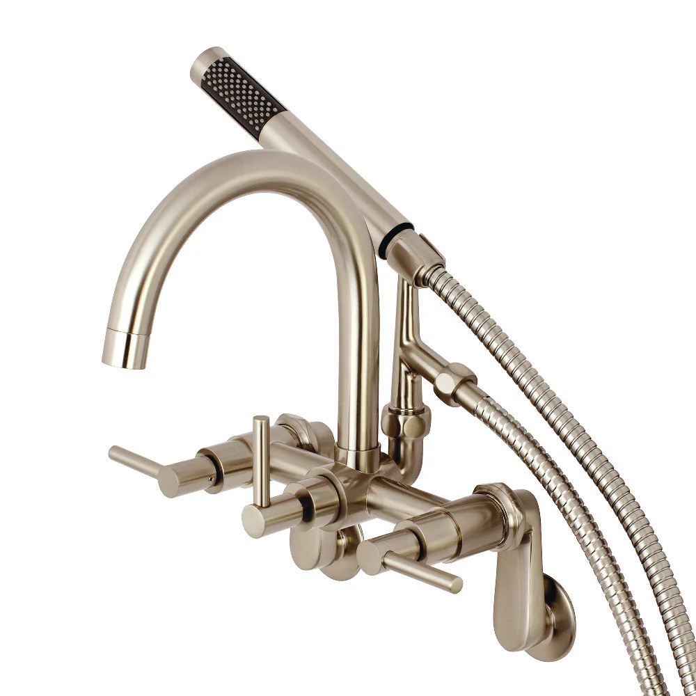 Kingston Brass Aqua Vintage Concord 7-Inch Adjustable Wall Mount Tub Faucet, Brushed Nickel (AE8158DL)
