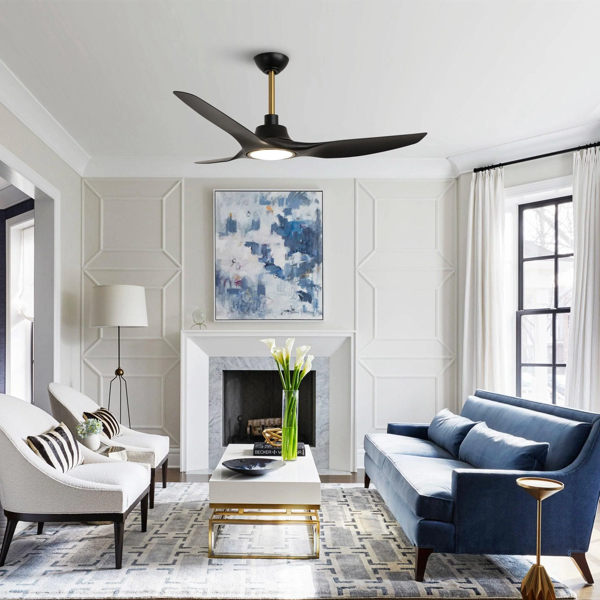 Parrot Uncle 52-Inch DC Motor 3 Blades Modern Downrod Mount Smart Fan with LED Light