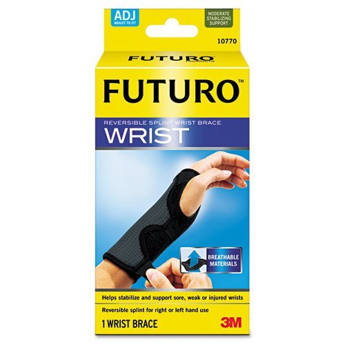 3m Adjustable Reversible Splint Wrist Brace, Fits Wrists 5 1/2- 8 1/2, Black/Gray by 3M