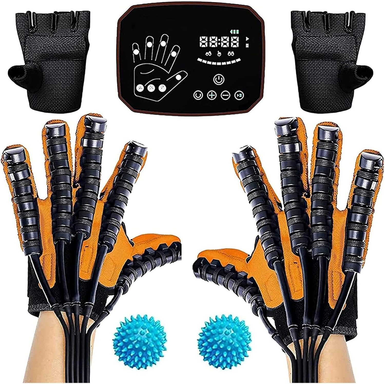 Rehabilitation Robot Gloves Both Hand, Hemiplegia Finger Rehabilitation Trainer, Independent Five-Pipe Design, for Hand Function Recovery(Size:L Code)