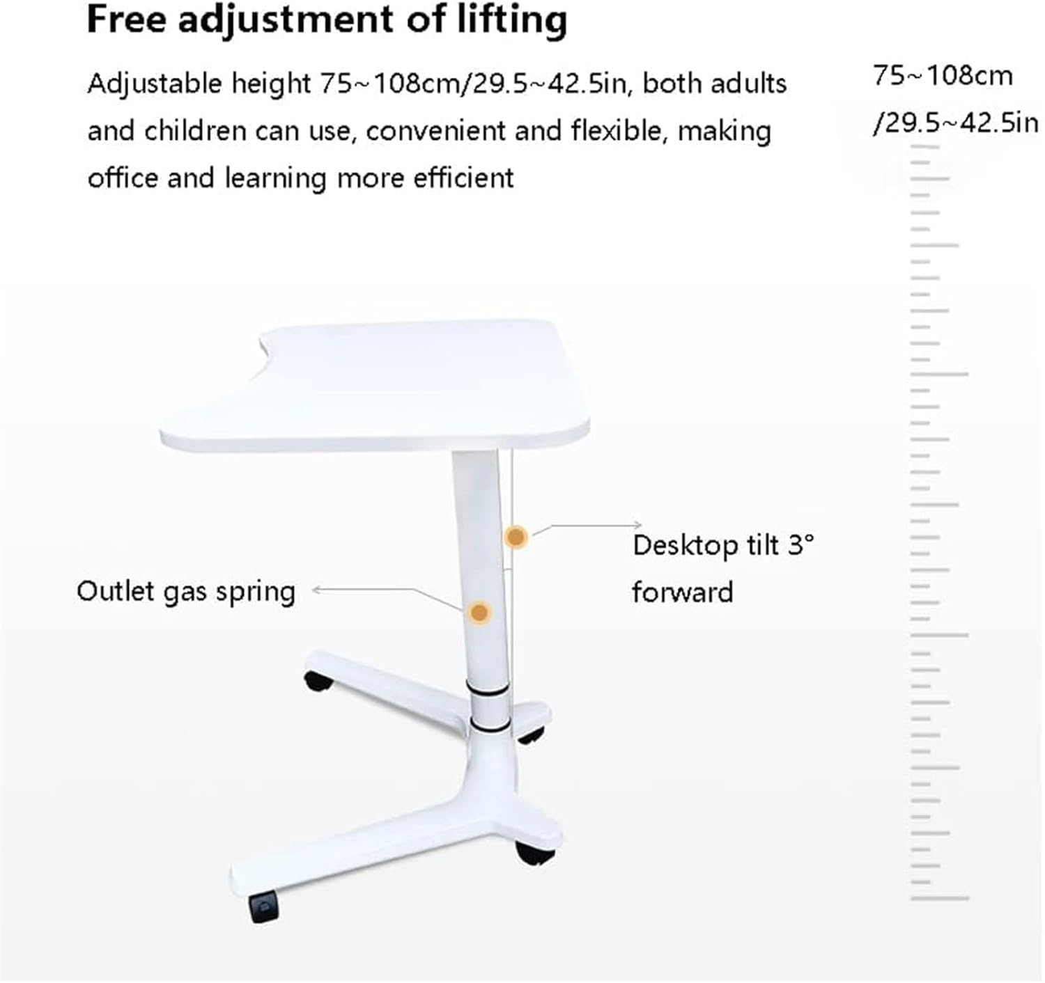 Over-Bed Tables Overbed Table with Wheels Height Adjustable Tilt Over Bed Table for Hospital and Home Use Flat Rolling Bed Side Tray Table Portable (A 27.2 * 20.3in)
