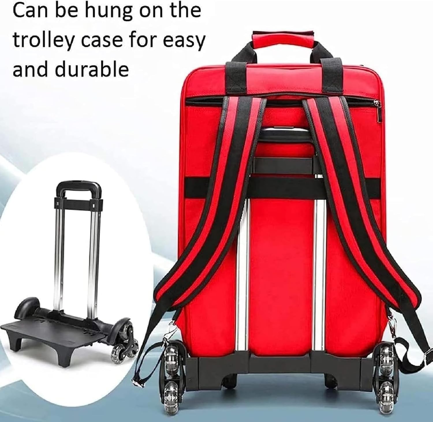 Rolling Medical First Aid Kit Bag, Portable Large Capacity Trolley Bag with Wheels and Detachable Trolley, Emergency Responder Trauma Empty, for EMT, EMS, Paramedics