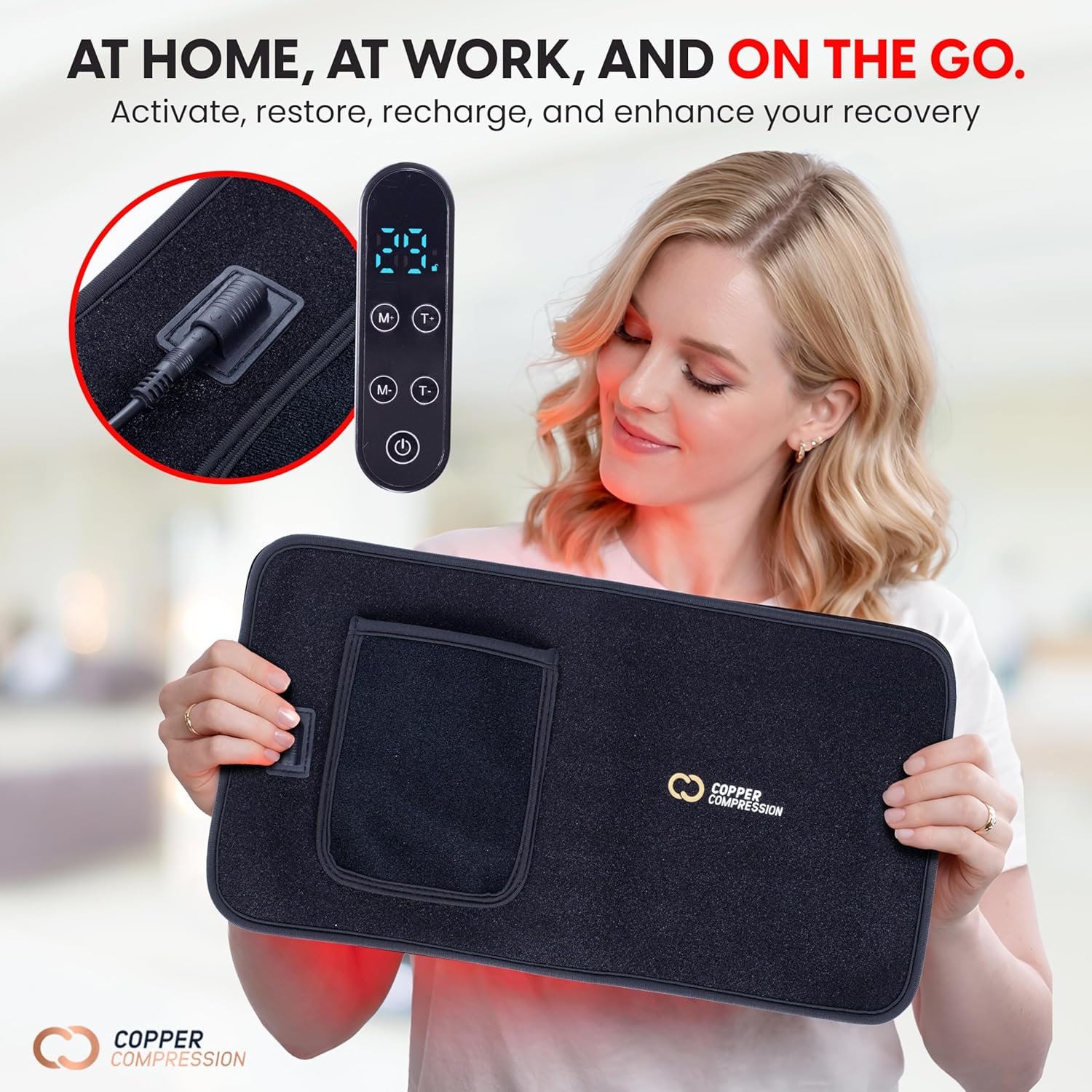 CopperRed™ Infrared Flex Wrap Red Light Therapy Device by Copper Compression. Dual Wavelength, Near Infrared Technology NIR for Muscle, Joint, and Full Body Recovery