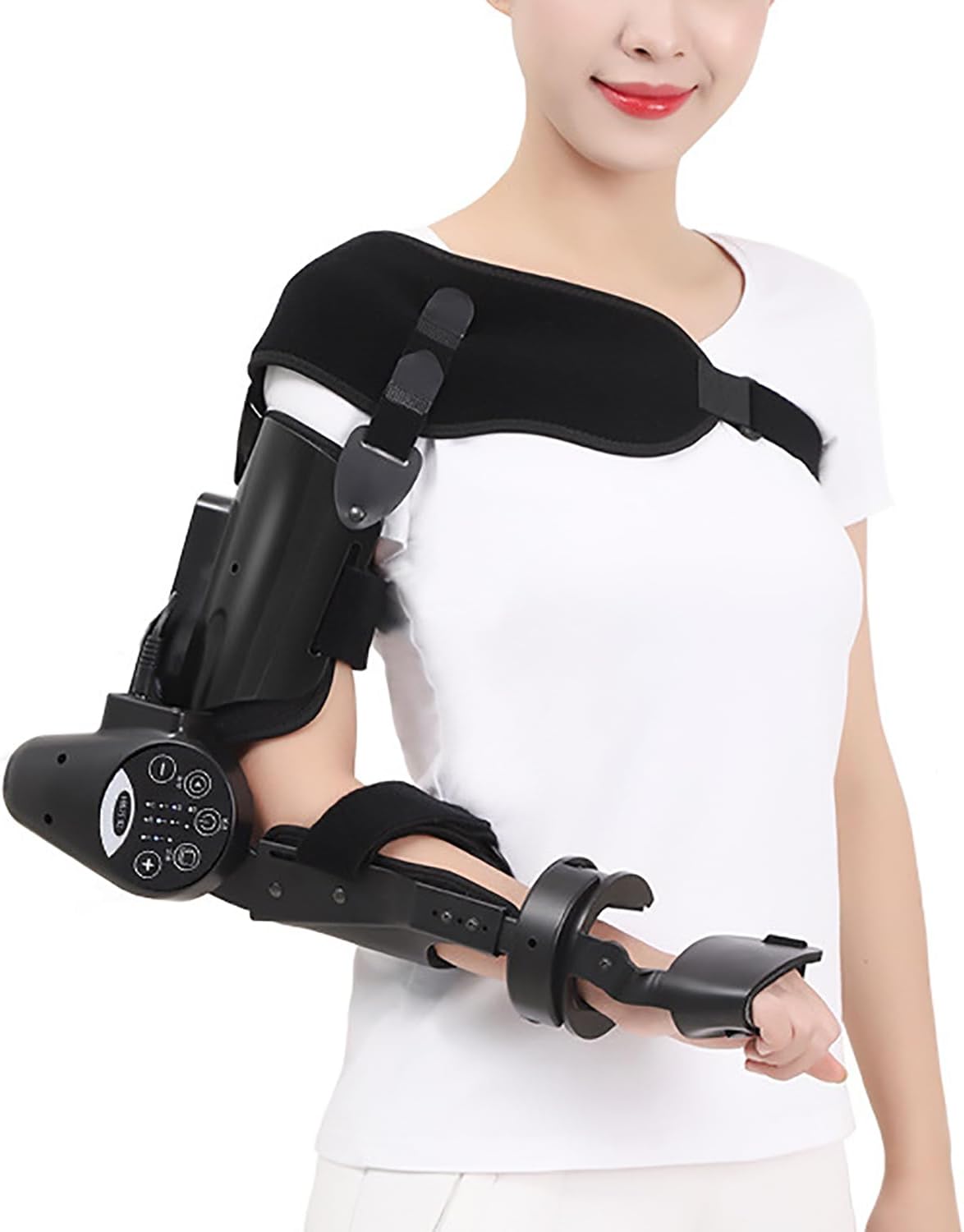 Hinged Elbow Brace Arm Exerciser, with Remote Control, Electric Elbow Joint Rehabilitation Device, 360 Degrees Rotating Forearm Rest, 2 Speeds Adjustable, Suitable For Stroke And Hemiplegic Patients