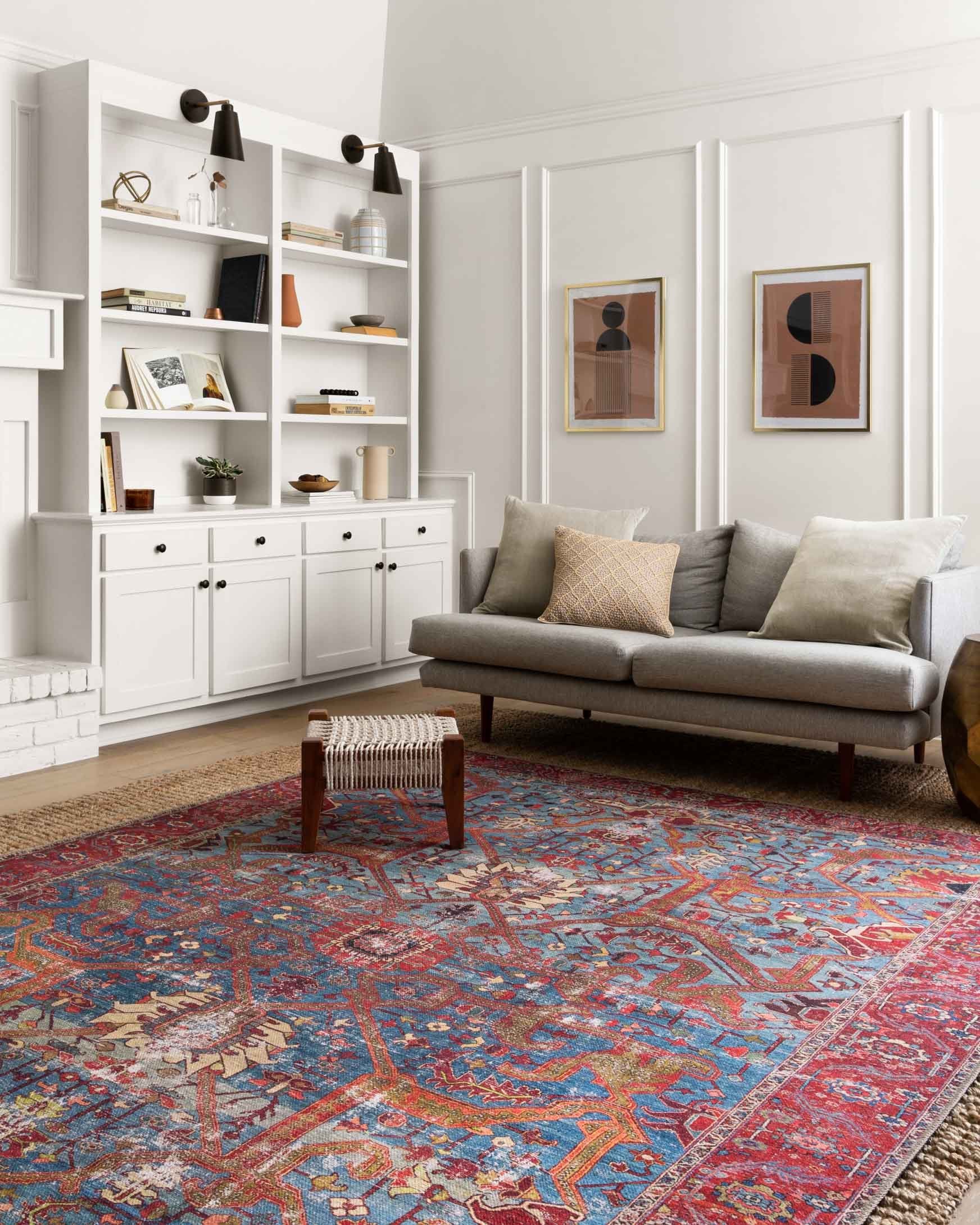 Loloi II Loren Collection - Traditional Power Loomed Rug in Blue & Red (LQ-10)