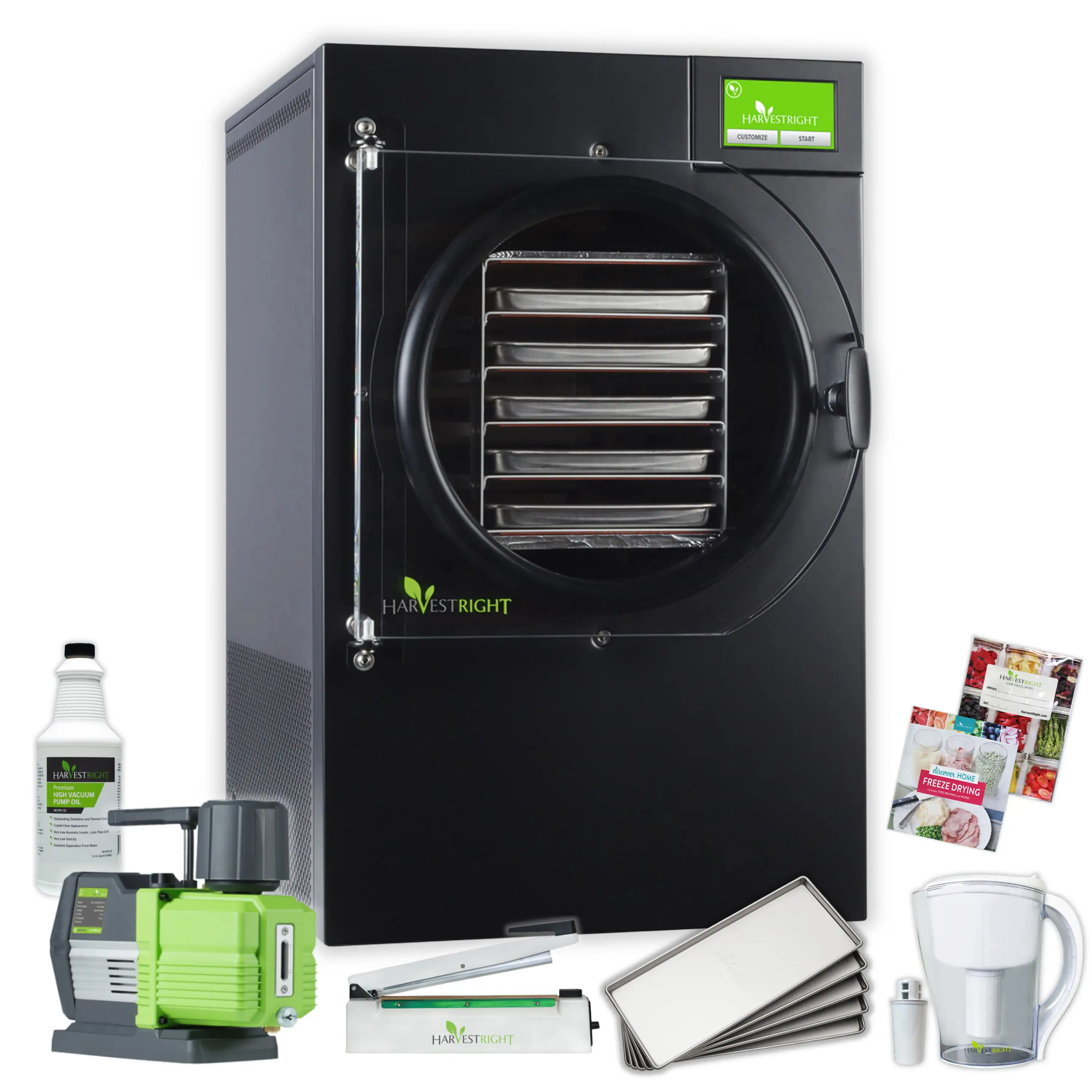 Harvest Right Home Freeze Dryer with Premier Vacuum Pump, 5 Tray & Mylar Starter Kit in Black, Medium (N-HRFDMBK-PP)