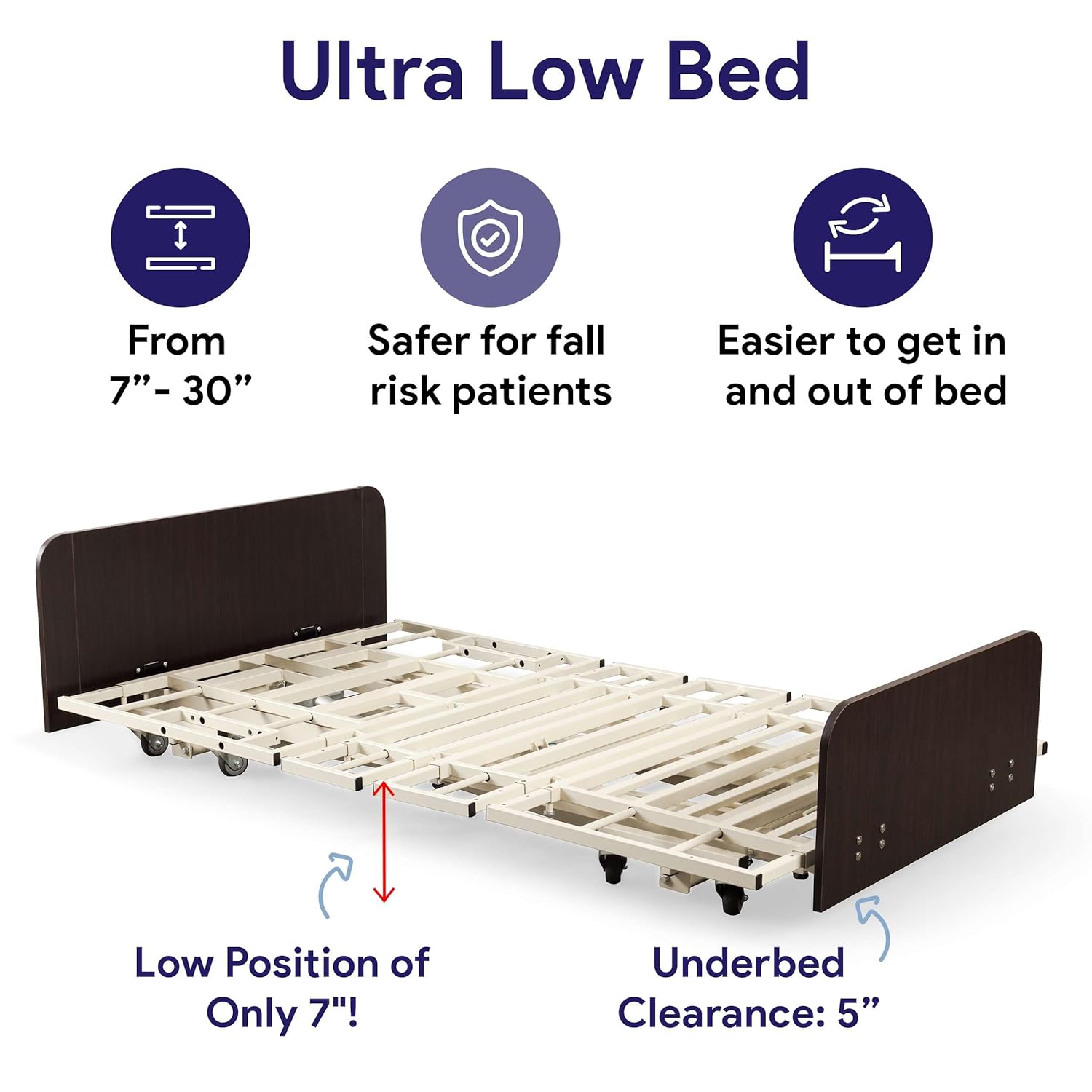 Ultra Wide and Low Adjustable Hospital Bed with 48