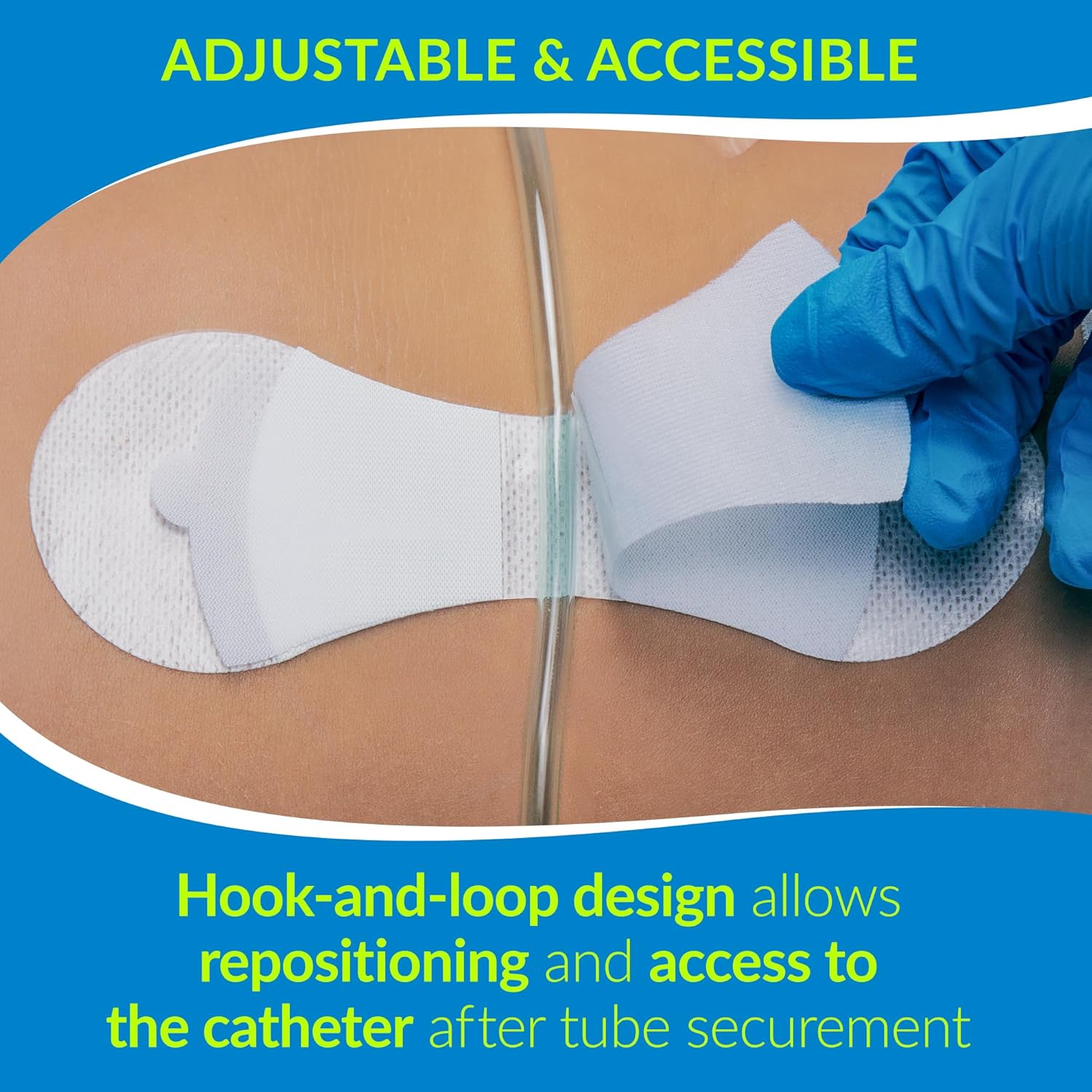 TIDI 3400L Grip-Lok Large Securement Device ― Pack of 100 ― Catheter Stabilization Device ― White ― Flexible Material ― Low-Profile Design for Comfort― Home Healthcare ― FSA Eligible Medical Supplies