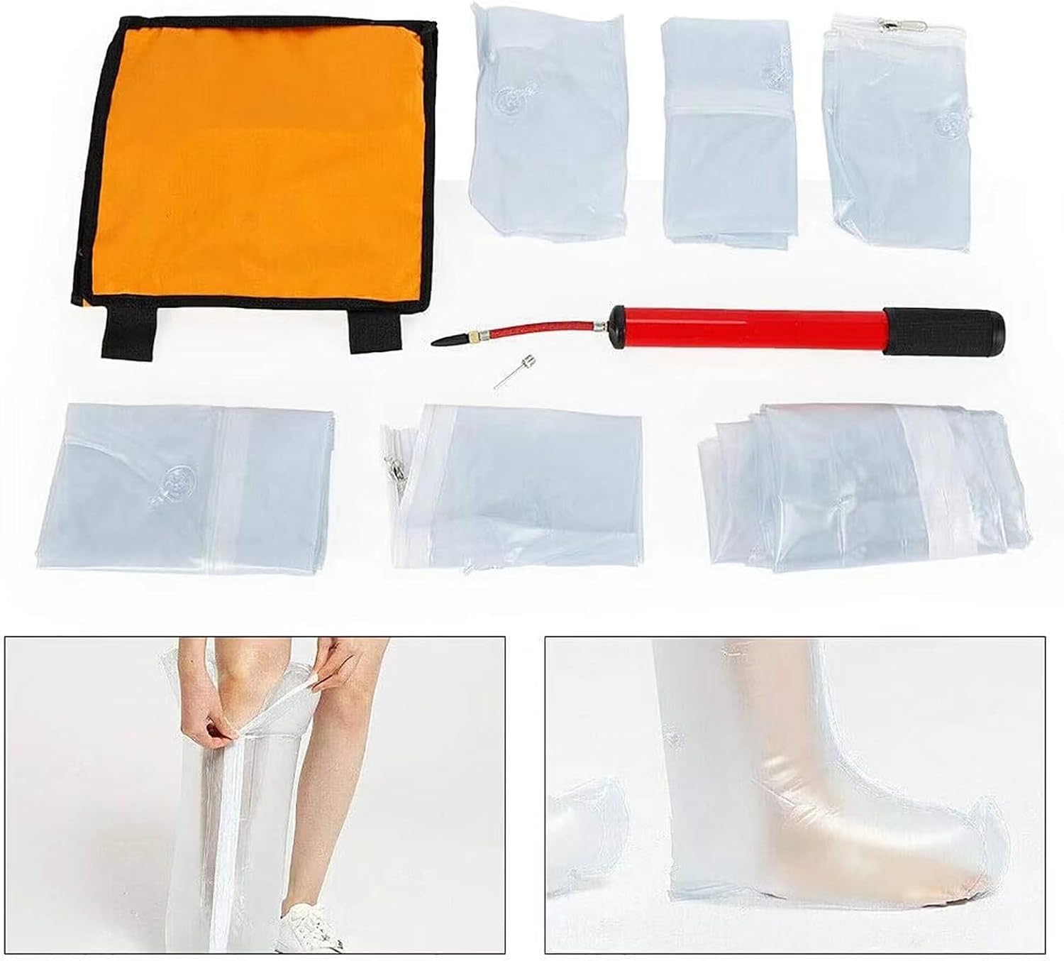 COYEUX 6 Parts First Aid Air Splint Kits, PVC Inflatable Multiple Combinations Emergency Vacuum Bone Fracture Immobilization Splint, with Pump, for Home Outdoor Emergency Use