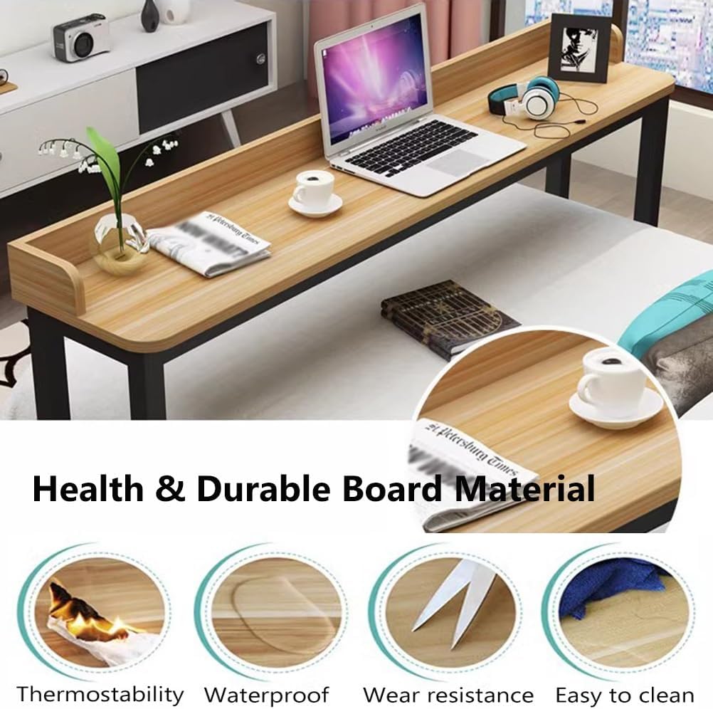 Overbed Table Overbed Table with Wheels, Mobile Bed Table with White Metal Legs for Bedroom, Rolling Tray Table for Living Room Hospital (Size : 150x40x80cm)