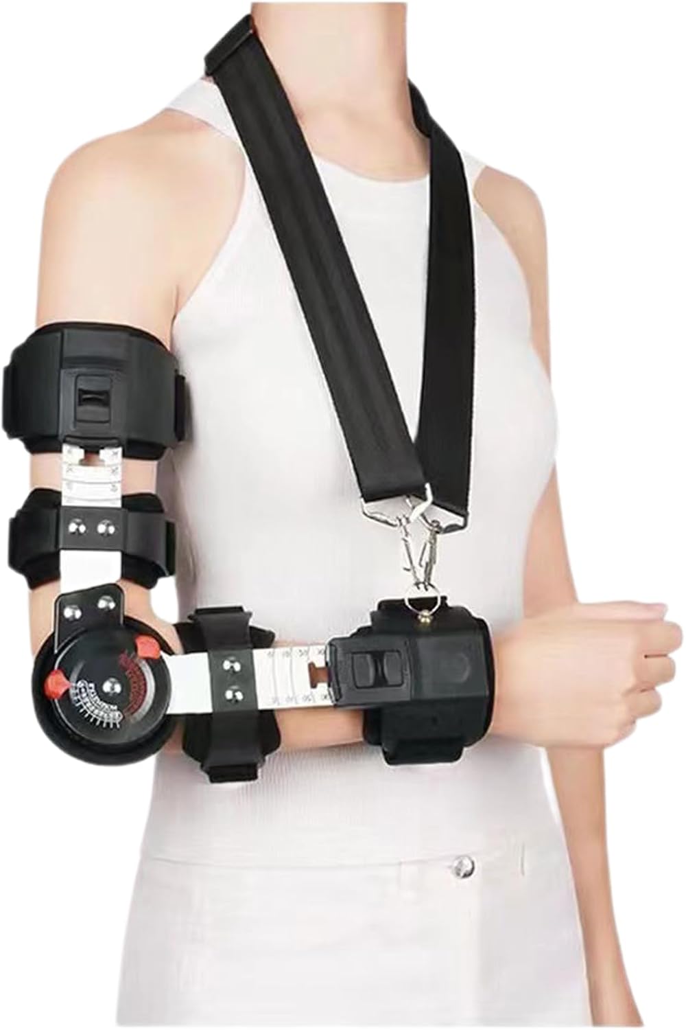 Hinged Elbow Brace Post Elbow Brace with Strap Adjustable Elbow Immobilizer Injury Recovery Support Arm Sling for Post Op, Surgery Recovery,Left-Right