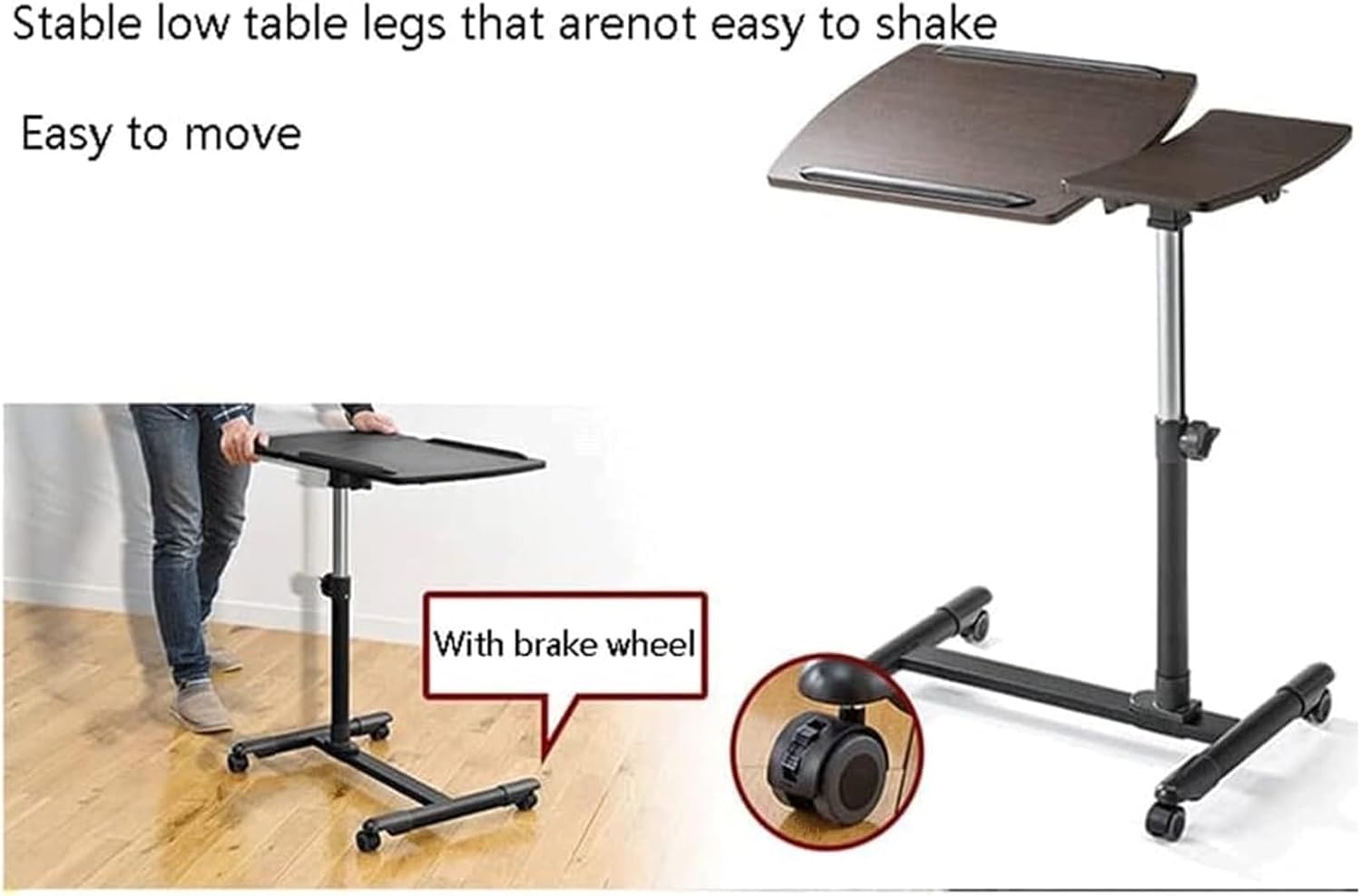 Over-Bed Tables Medical Overbed Table Sturdy and Ergonomic Adjustable Height Mobile Standing Desk for Hospital and Home Use Portable