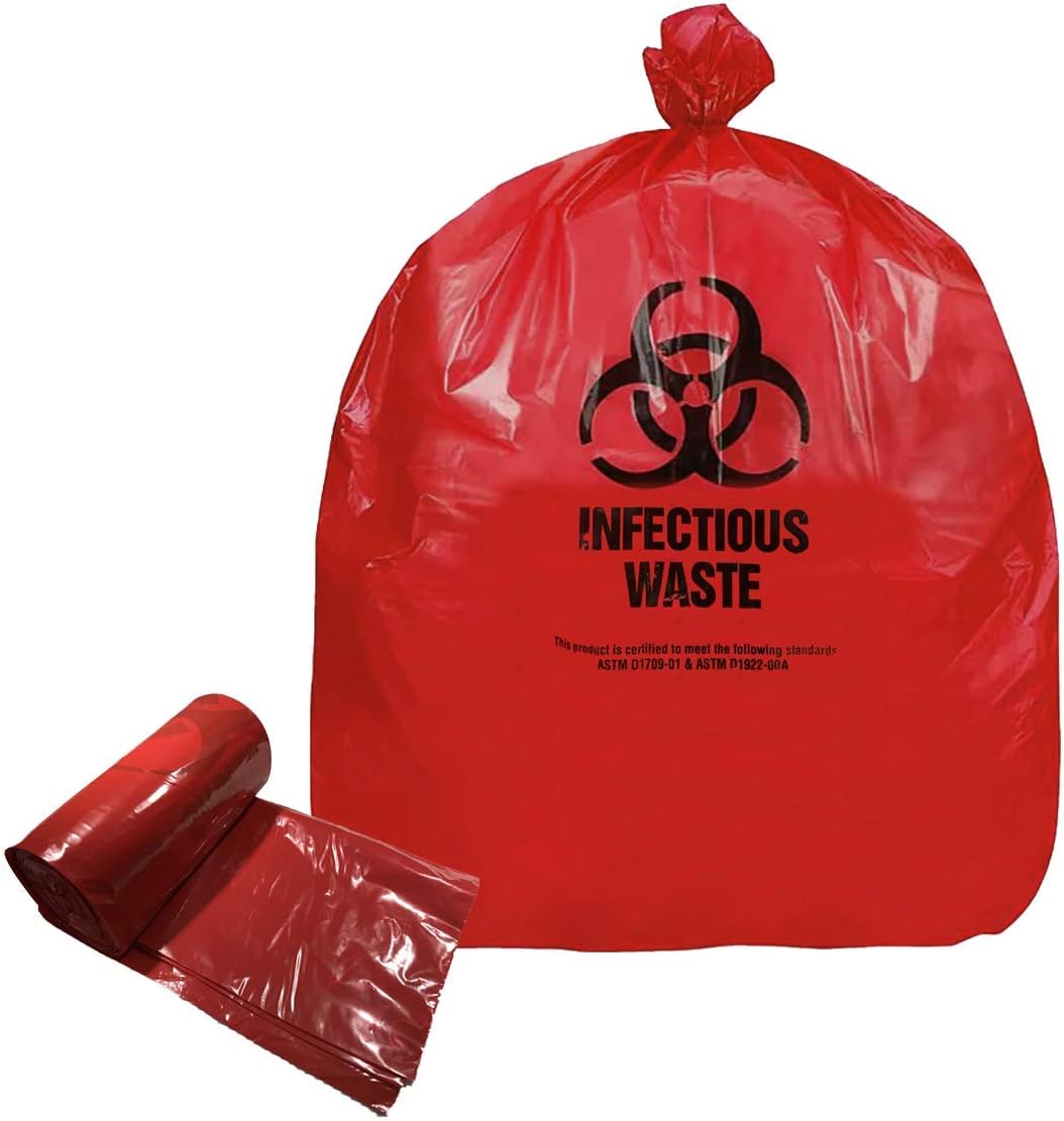 RESILIA Biohazard Bags - Hazardous Waste Disposal, Meets DOT ASTM Standards for Hospital Use, OSHA Approved, Red, 33 Gallon, 33