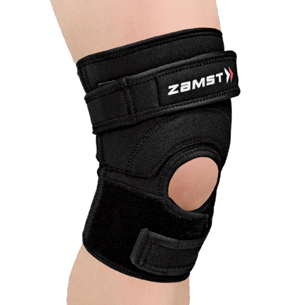 Zamst JK-2 Sports Knee Brace With Deluxe Pressure Pad To Relieve Pain On the Tendon For Jumpers Knee and Patella Tendinitis-for Volleyball, Basketball, Running, Tennis, Pickleball-Black, Small