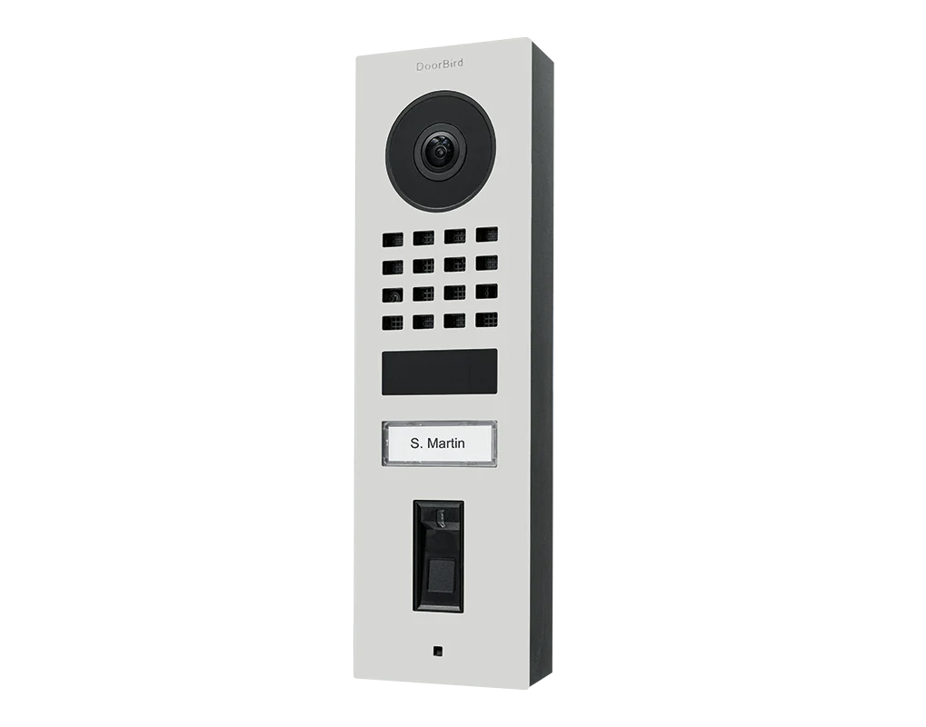 DoorBird D1101FV Fingerprint 50 Surface-Mount IP Video Door Station, 1 Call Button in Traffic White, RAL 9016
