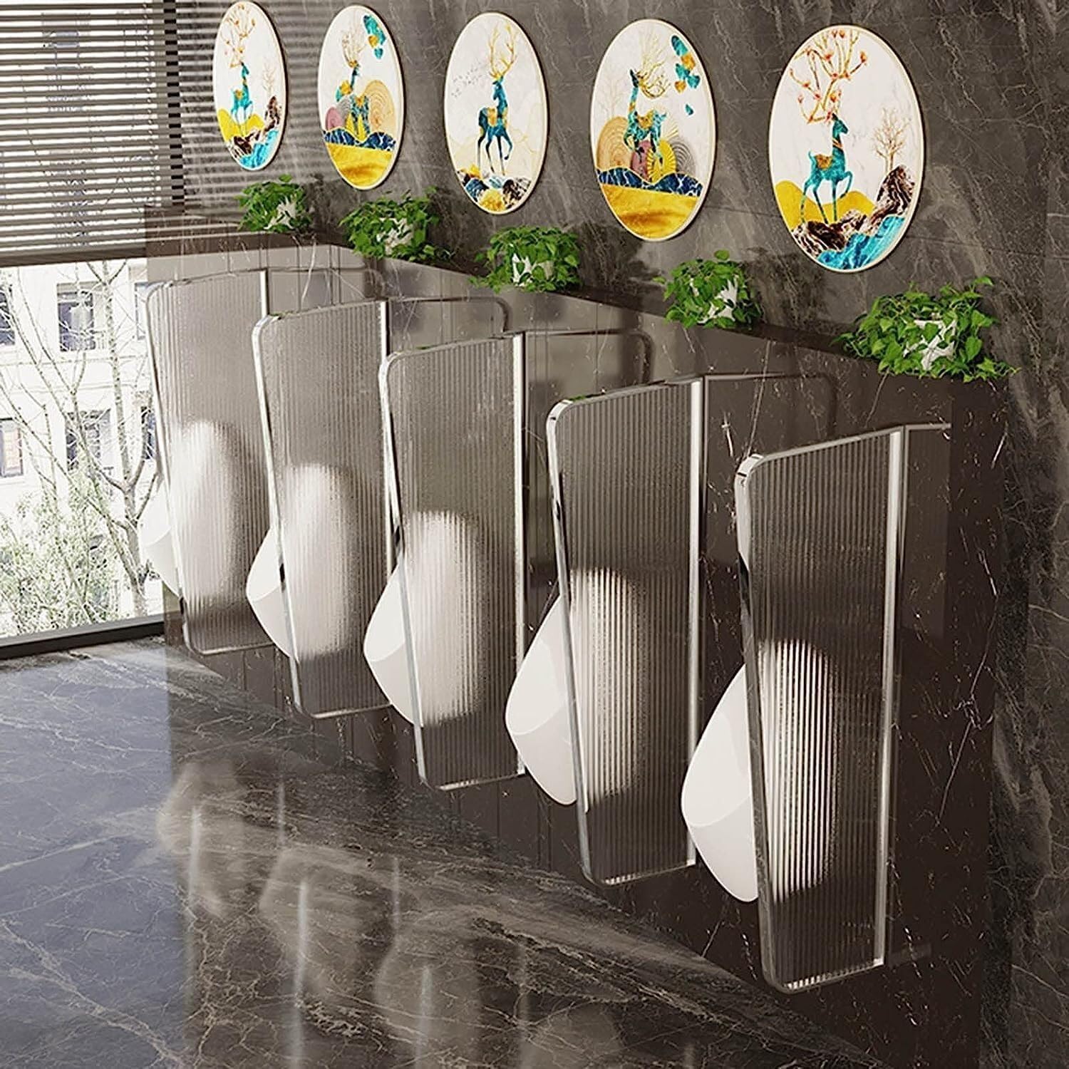 BTZHY Urinal Screen Toilet Partition, Urinal Partition Wall-Mounted Men Urinal Privacy Screen， Urinal Screen Toilet Partition Protection Divider Room Dividers，Stainless Steel Frame Glass Panel，Use