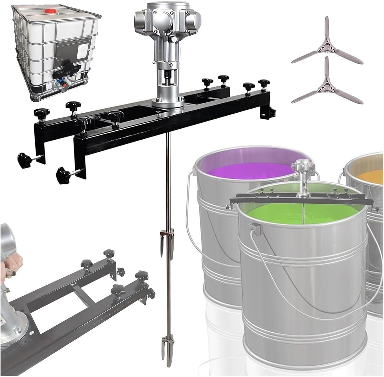 Paint Mixer 1000L, Pneumatic Bracket Mixer, Paint Stirring Machine, Ink Dissolver Agitator, Commercial Pneumatic Paint Stirrer(Large 5 Cylinder)