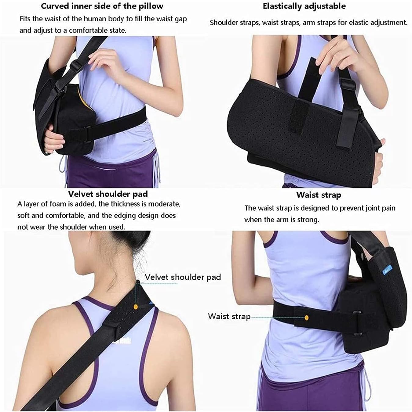 arm Sling Shoulder Sling arm Brace Shoulder immobilizer Arm Slings with Abduction Pillow Adjustable Shoulder Abduction Sling Portable Elbow Braces for Left or Right Arm(Size:Small)