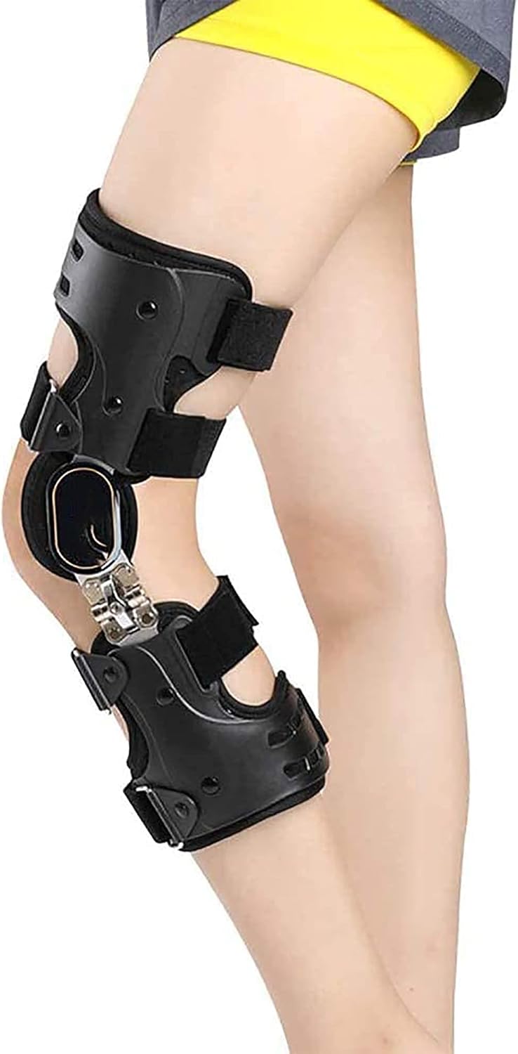 Adjustable Knee Orthosis Splint Hinged Knee Support Brace Post Op Patella Injury Fixation Bracket Meniscus Fracture Rehabilitation Knee Pads,Left