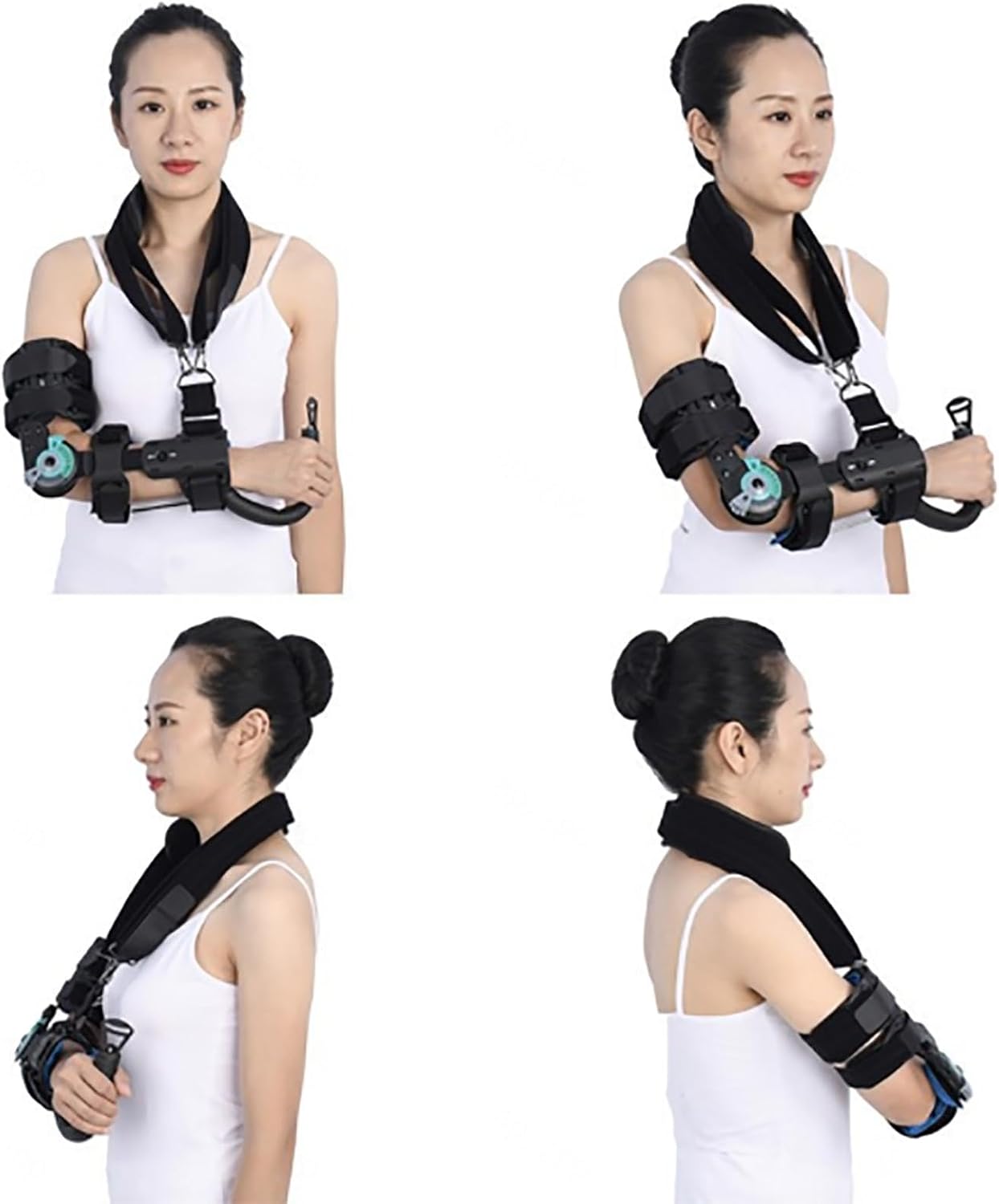 Hinged Elbow Brace, ROM Adjustable Splint & Shoulder Strap with Sling Stabilizer,Men & Women Post Tendon Injury & Surgery Pain Relief Recovery,Dislocated Arm,Right