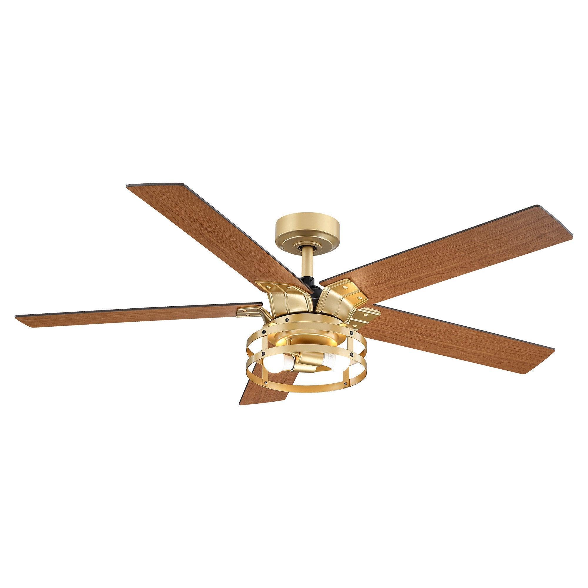 Parrot Uncle 52-Inch Prayag Industrial Downrod Mount Reversible Ceiling Fan with Lighting and Remote Control