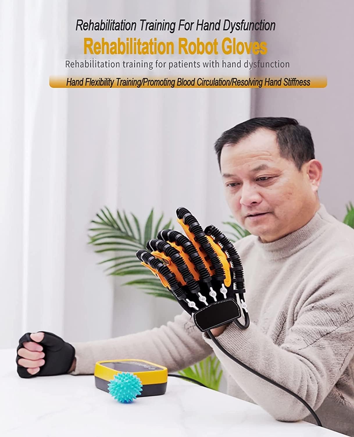 Hemiplegia Finger Rehabilitation Trainer, Rehabilitation Robot Gloves Stroke Hand Splint Assistive Gloves, Hand Patient Training Device, for Finger Wrist Training