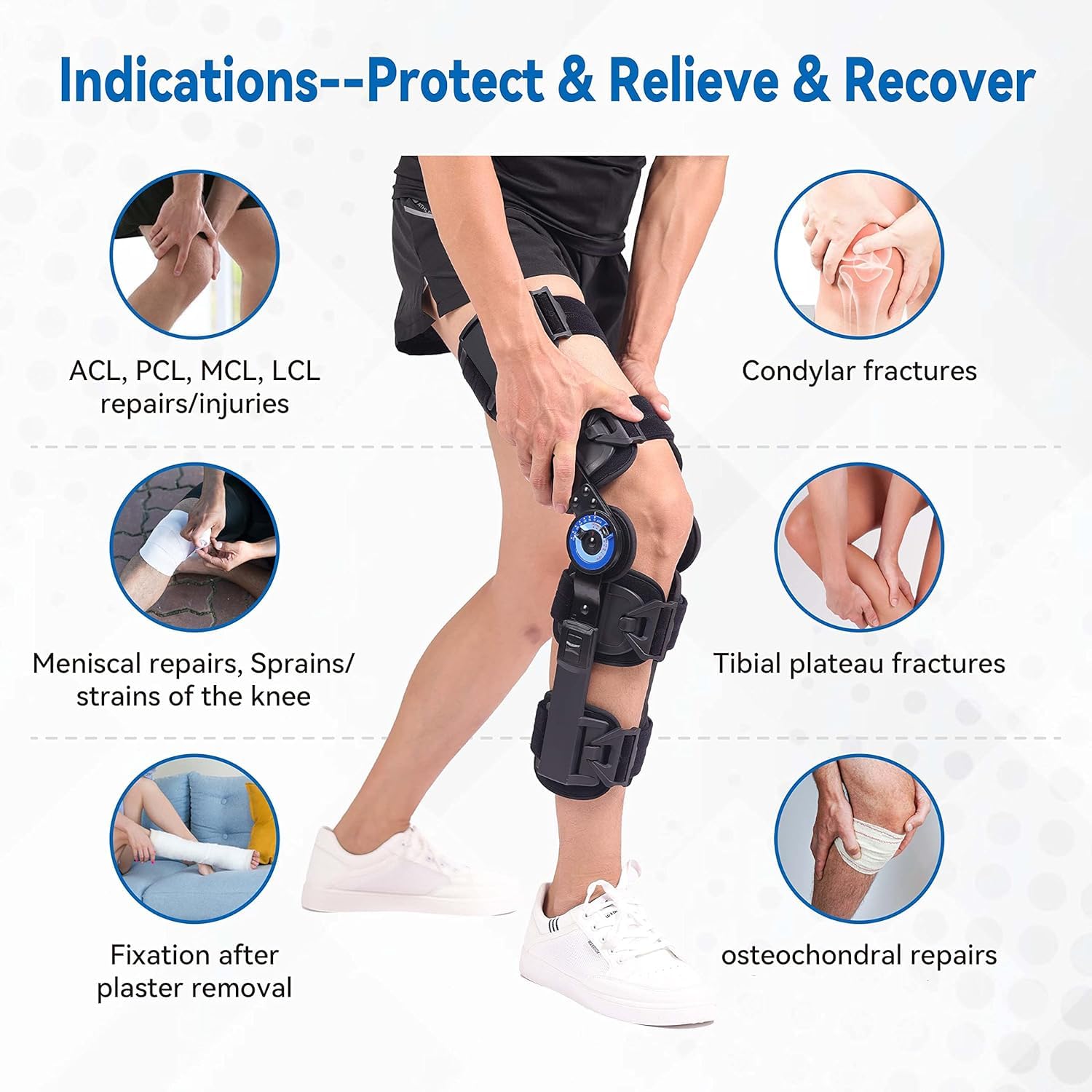 Z1 K9 Eco Hinged ROM Knee Brace - Post Op Immobilizer Leg Brace for Recovery Stabilization, ACL, MCL, PCL Injury, Meniscus Tear - Adjustable Orthopedic Patella Support After Surgery For Women & Men