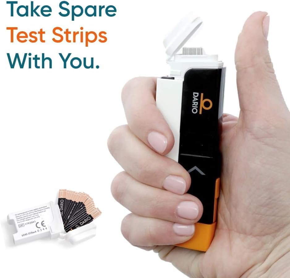 Dario Bundle: 100 Test Strips, 100 Lancets & Blood Glucose Travel Case (Black)