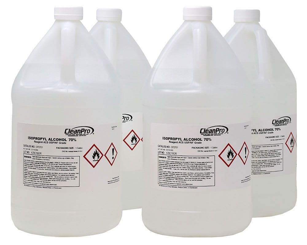 CleanPro 1 Gallon USP-Grade 70% Isopropyl Alcohol, 4 Count