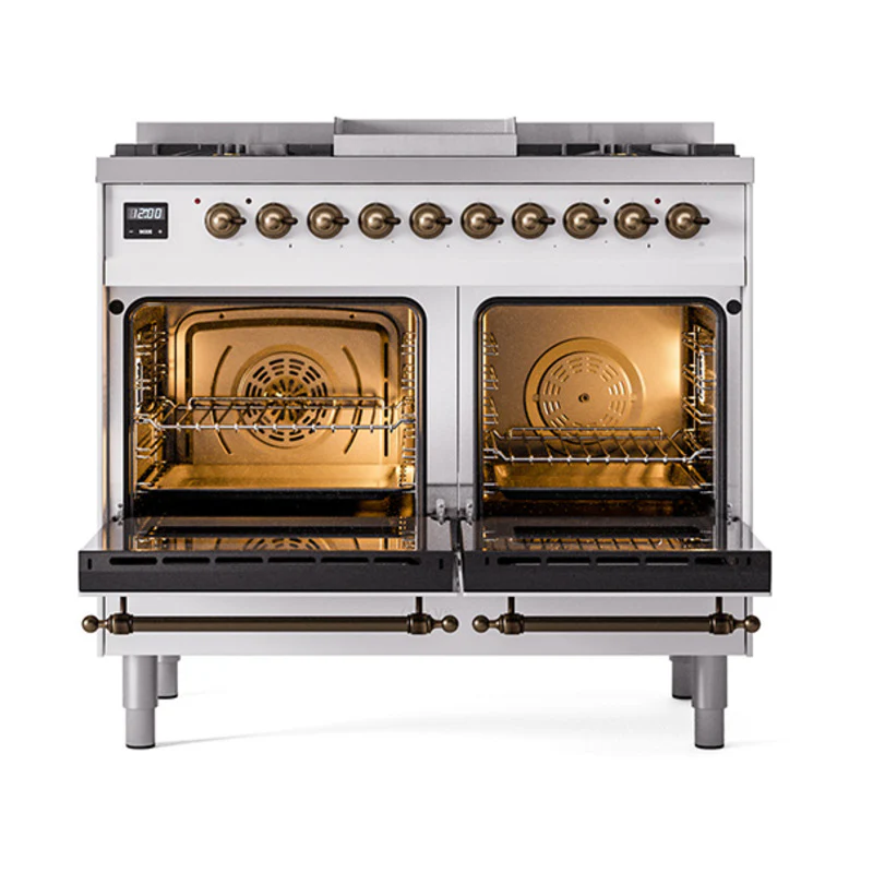 ILVE 40-Inch Nostalgie II Noblesse Dual Fuel Range with Solid Door Oven in Custom RAL with Bronze Trim (UND40FQNMPRAB)