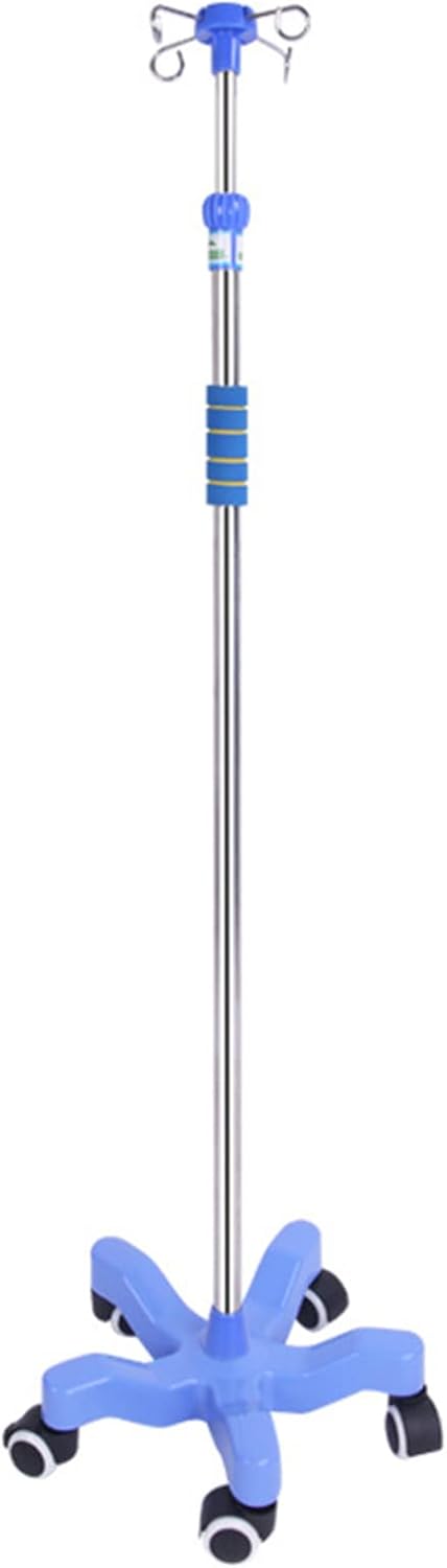 Adjustable Stainless Steel Infusion Stand, IV Drip Pole with 4 Hooks, Height Adjustable Medical Equipment for Hospital & Home Use