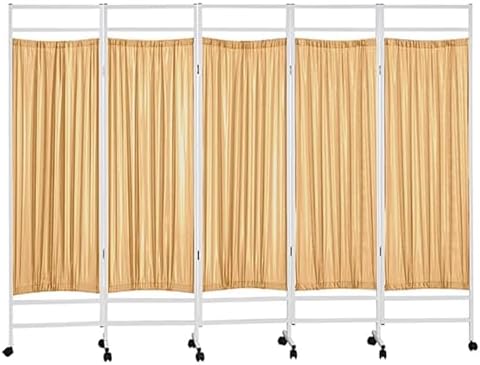 5-Piece Folding Medical Room Partition with Wheels - Sturdy Steel Privacy Screens for Hospitals, Beauty Salons, and Clinics - Portable and Adjustable Divider Solutions