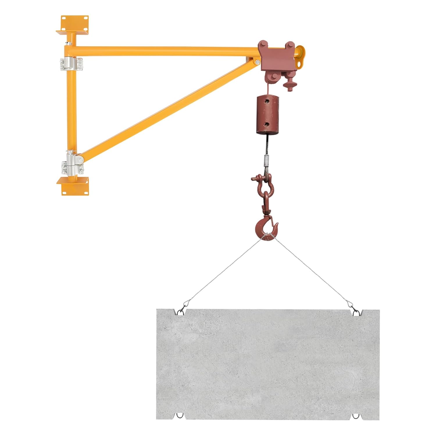 Wall Mount Jib Crane, Alloy Steel Hoist Support Arm with 180° Swing, Heavy Duty Crane Swing Arm with Pole, 440 lbs Capacity, Orange