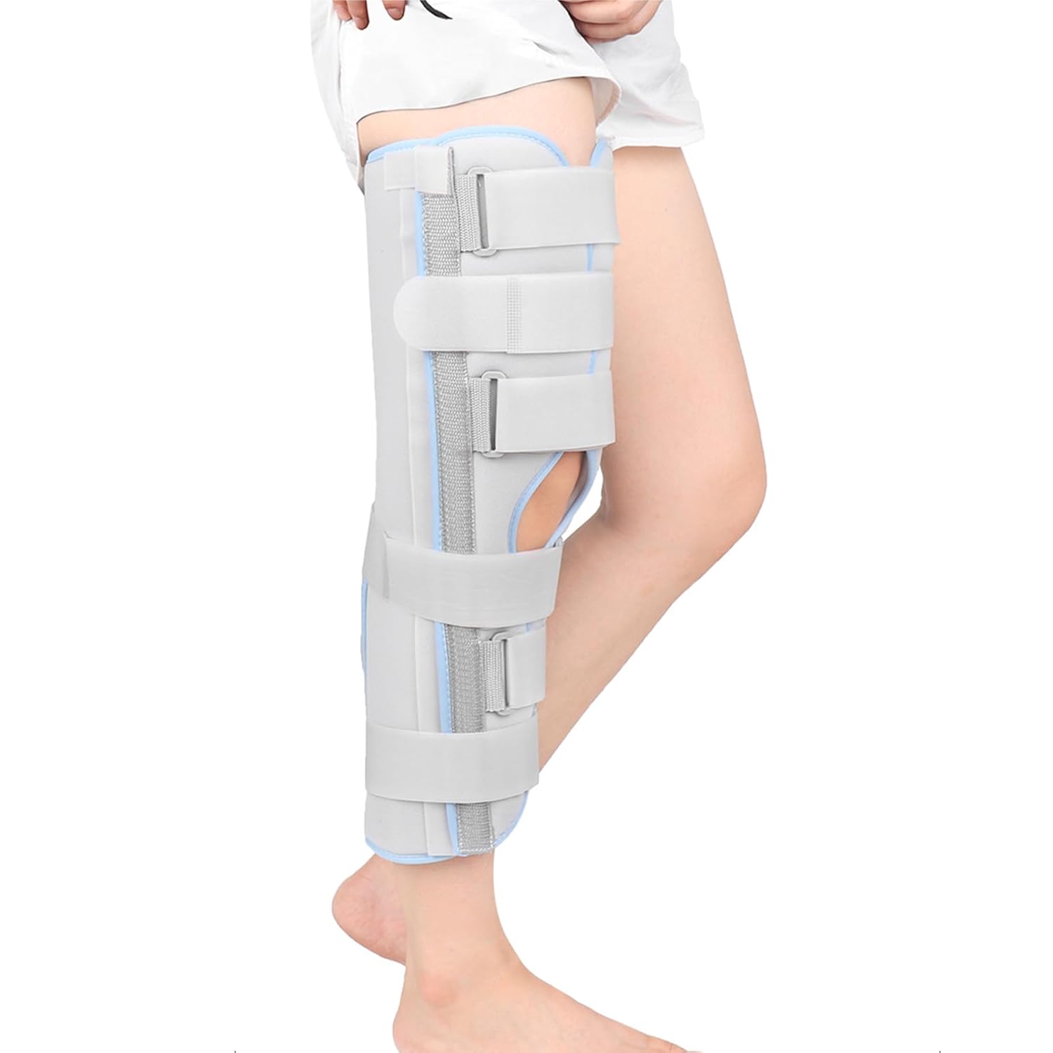 ZR98US Knee Brace Immobilizer Splint Adjustable Joint Orthosis Surgical Fixation Stabilization Fracture Ankle Support, to fit Your Leg Size (Gray2 XL)