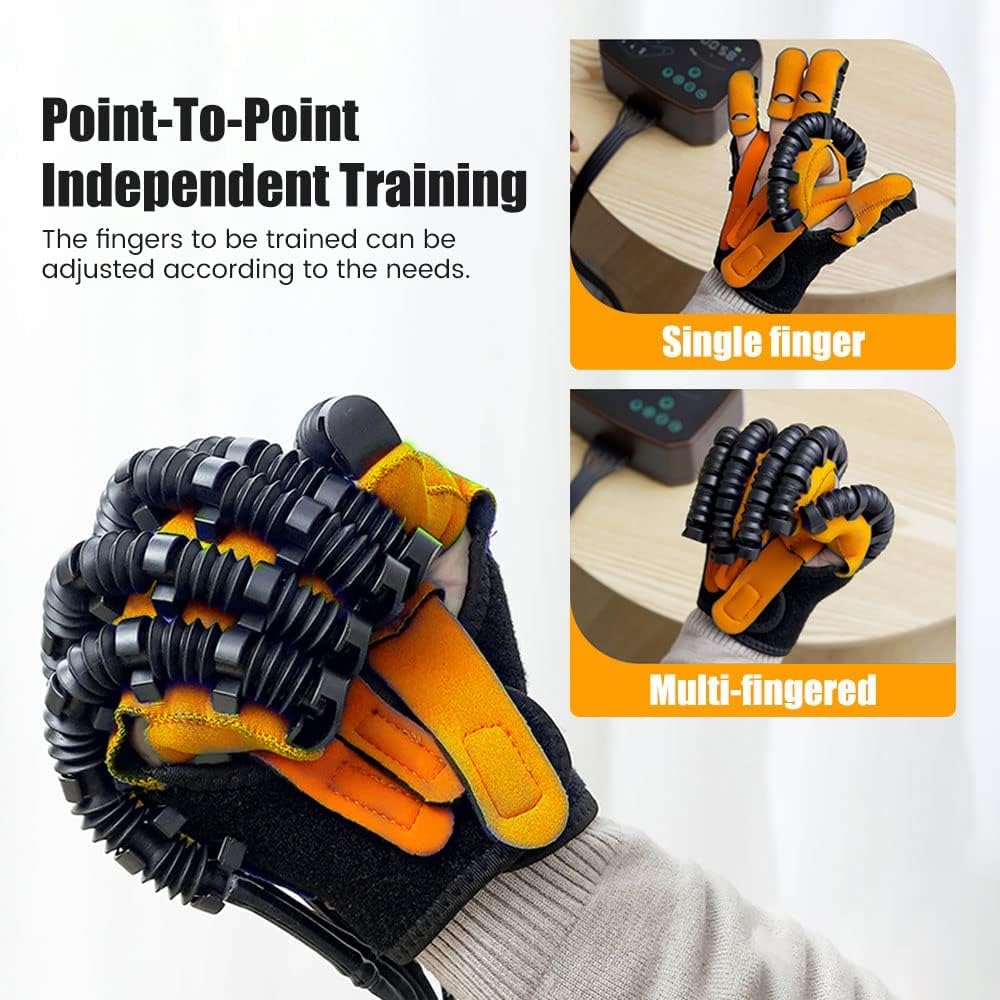 Rehabilitation Robot Gloves Both Hand, Hemiplegia Finger Rehabilitation Trainer, Independent Five-Pipe Design, for Hand Function Recovery(Size:L Code)
