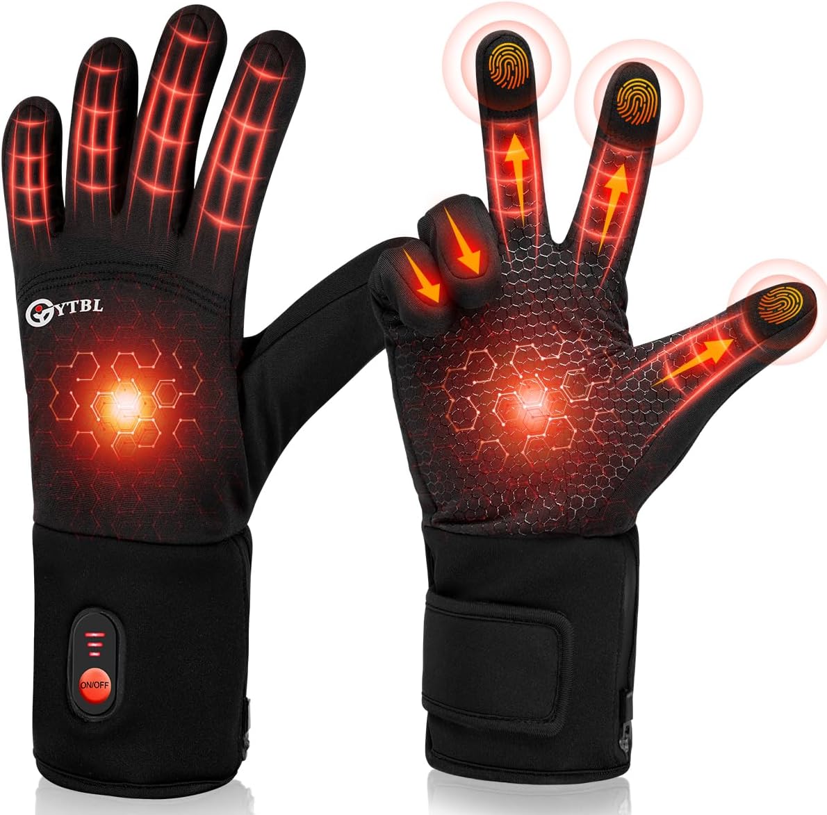 Heated Gloves for Men Women, Rechargeable Battery Electric Heated Gloves, Ultrathin Heating Gloves Hand Warmer 3 Heat Settings Heated Mittens for Winter Outdoor Hunting Riding Ski Hiking Motorcycle