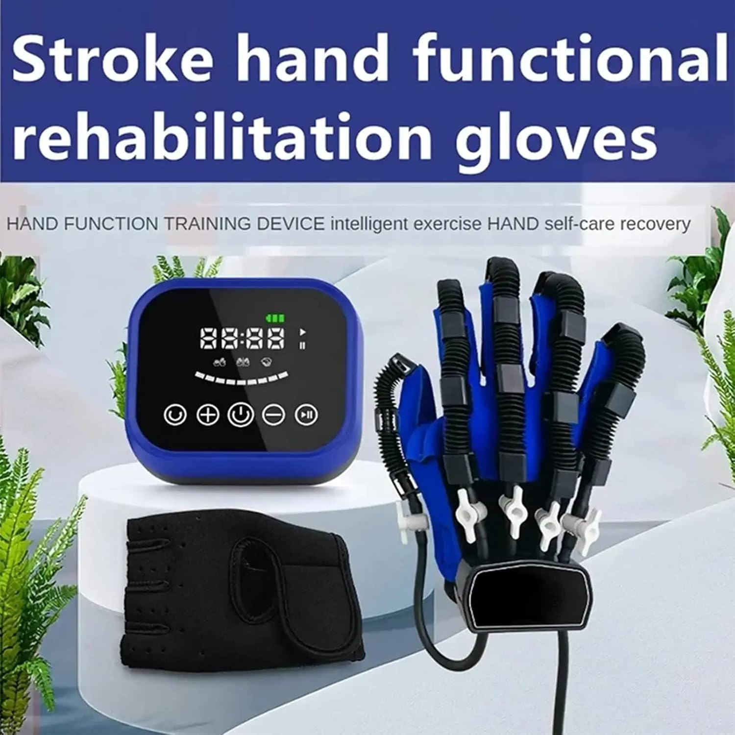 Hand Rehabilitation Robot Gloves, Self-Training Finger Rehabilitation Device Functional Hand Splint, Stroke Recovery Equipment for Hand(Size:S Code,Color:Left Hand)