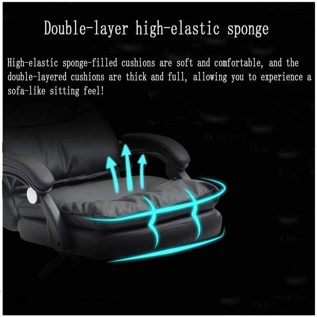 High-Back Leather Executive Swivel Adjustable Swivel Office Desk Chair with Armrests Lumbar Support Desk Ergonomic Chair Office Chair Study Room Chair Home Game Chair Lunch,Black-With footrest