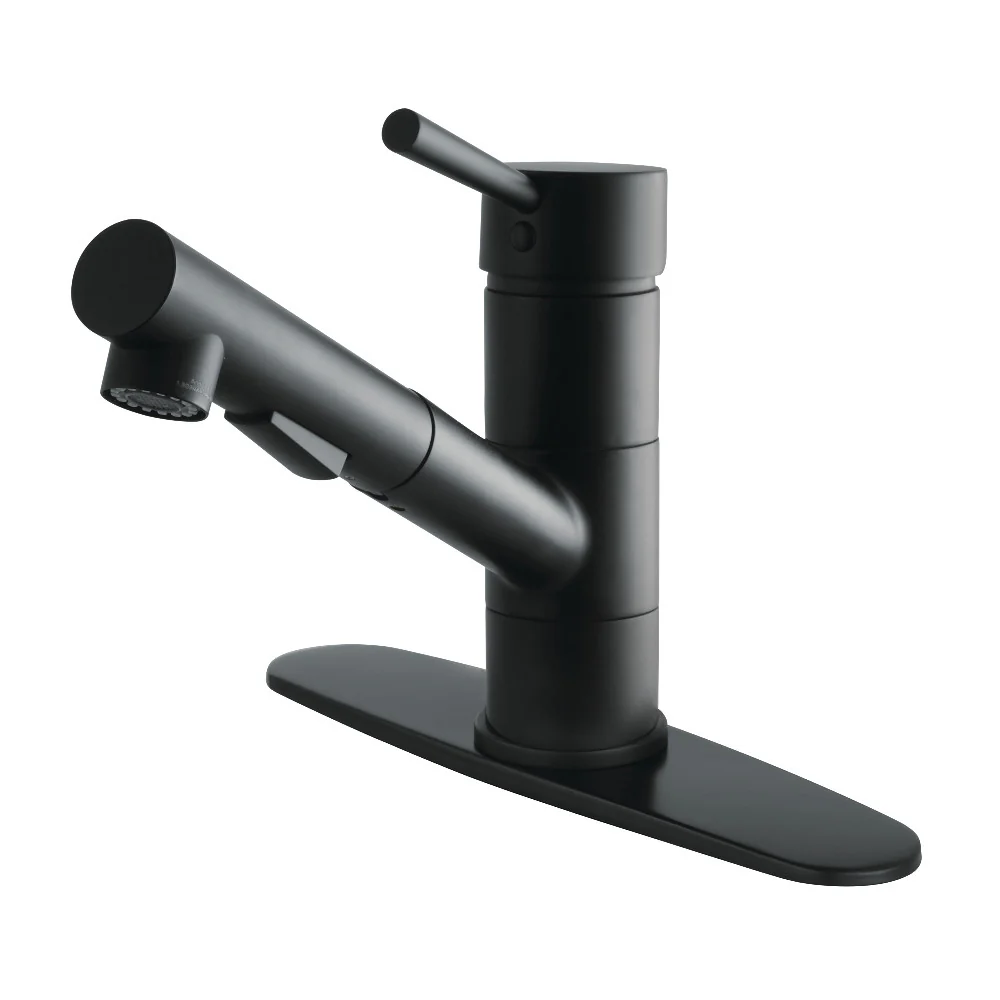Kingston Brass Gourmetier Concord Single-Handle Pull-Out Kitchen Faucet, Matte Black (LS8400DL)