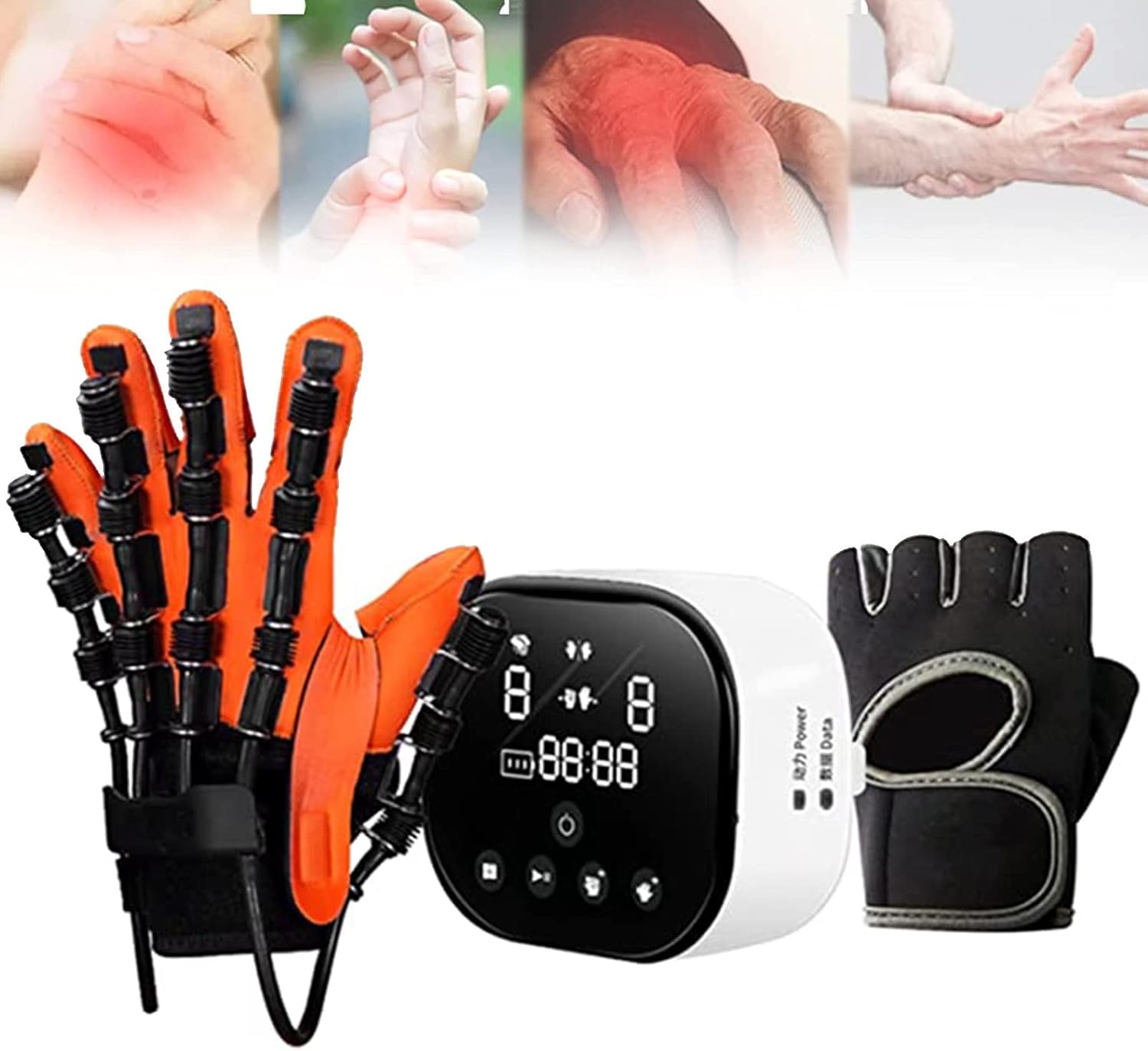 Finger Rehabilitation Brace,Rehabilitation Gloves Finger Straightening Brace Guard Protector,Stroke Hemiplegia Finger Wrist Training Equipment,for Patients Hand Dysfunction,LeftHand-XL