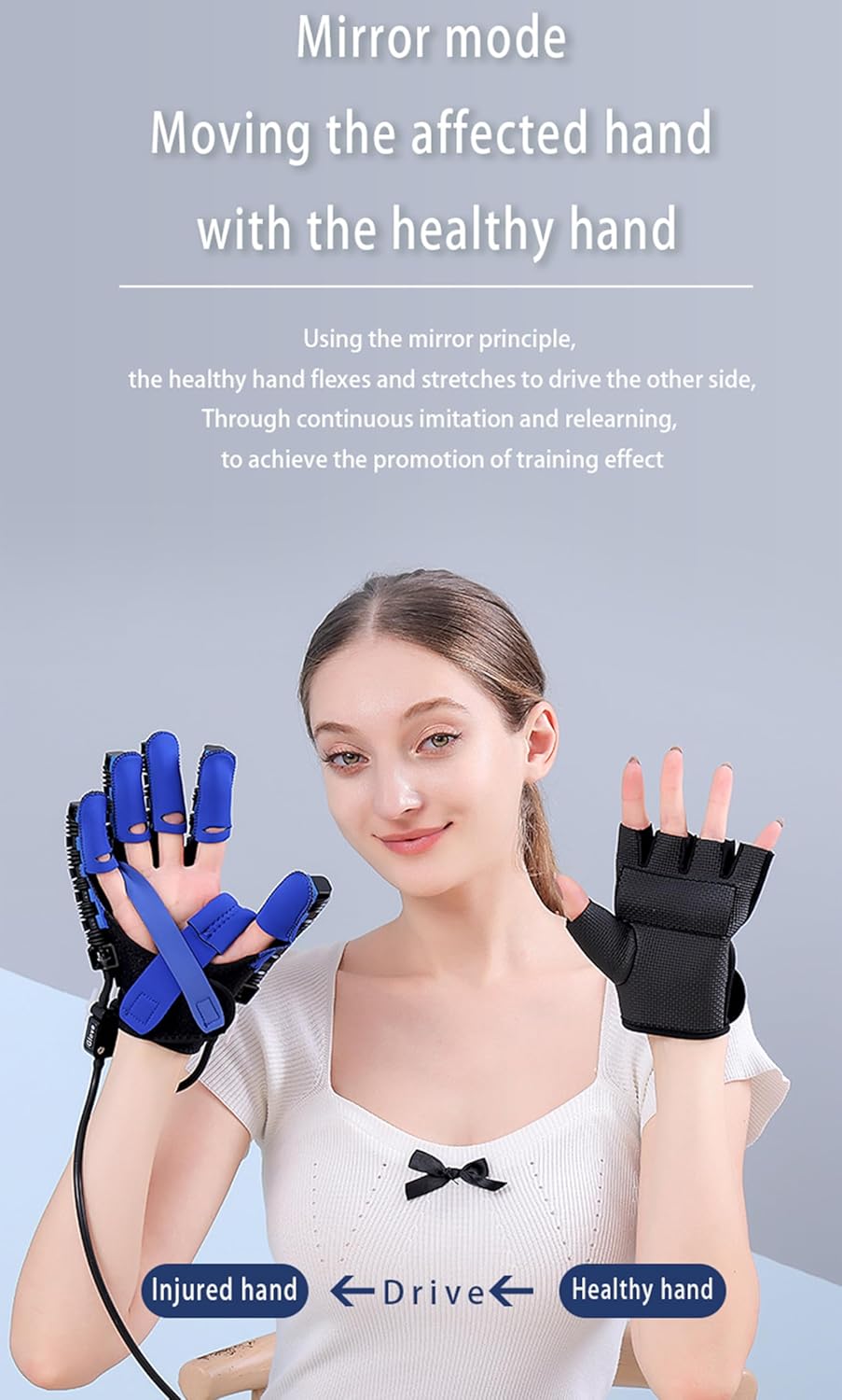Hand Rehabilitation Robot Gloves, Stroke Therapy Equipment Hand Splint Finger Orthosis, HD LED Large Screen, Adjustable Strength, Five-Finger Training