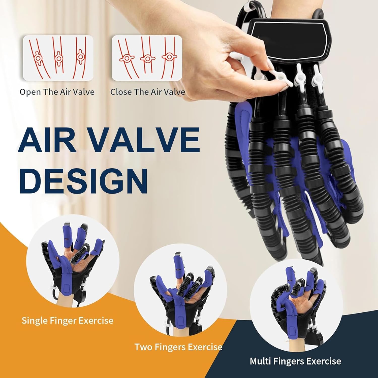 Rehabilitation Robot Glove, Hemiplegia Patient Left Right Hand Recovery Equipment, Adjustable Finger Orthosis Training Equipment, Relieve Cramps
