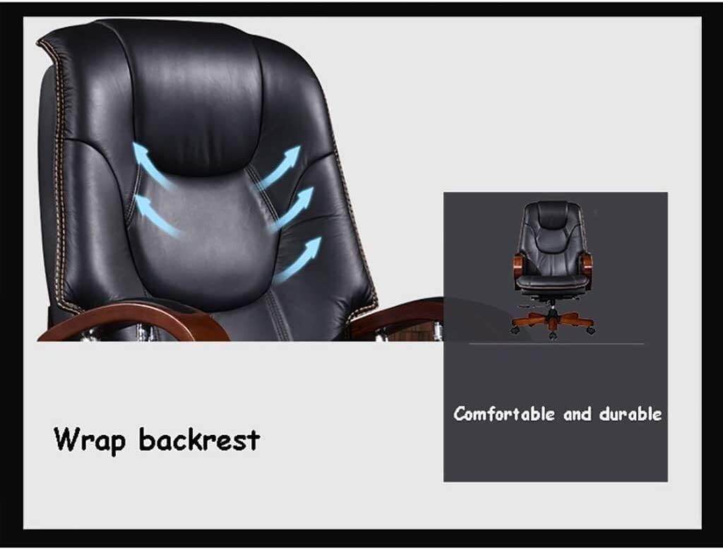 Executive Swivel Adjustable Swivel Office Desk Chair with Armrests Lumbar Support Desk Ergonomic Chair Leather President Chair Computer Chair Multifunction (Black)