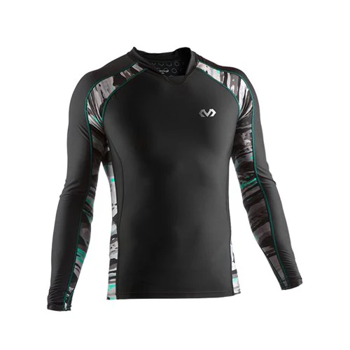 MCDAVID Men's Recovery Max Shirt (Black/Hydro Camo Bright Teal - Large)