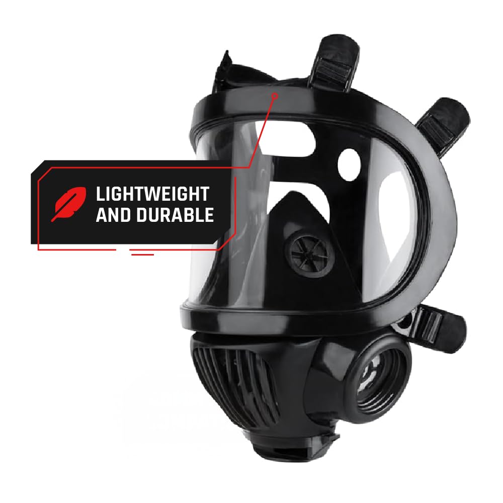 Parcil Distribution CS-100 Military Gas Mask - Class 3 - Survival, Nuclear, & Chemical Respirator Masks - 6-Point Harness & Dual 40mm NATO