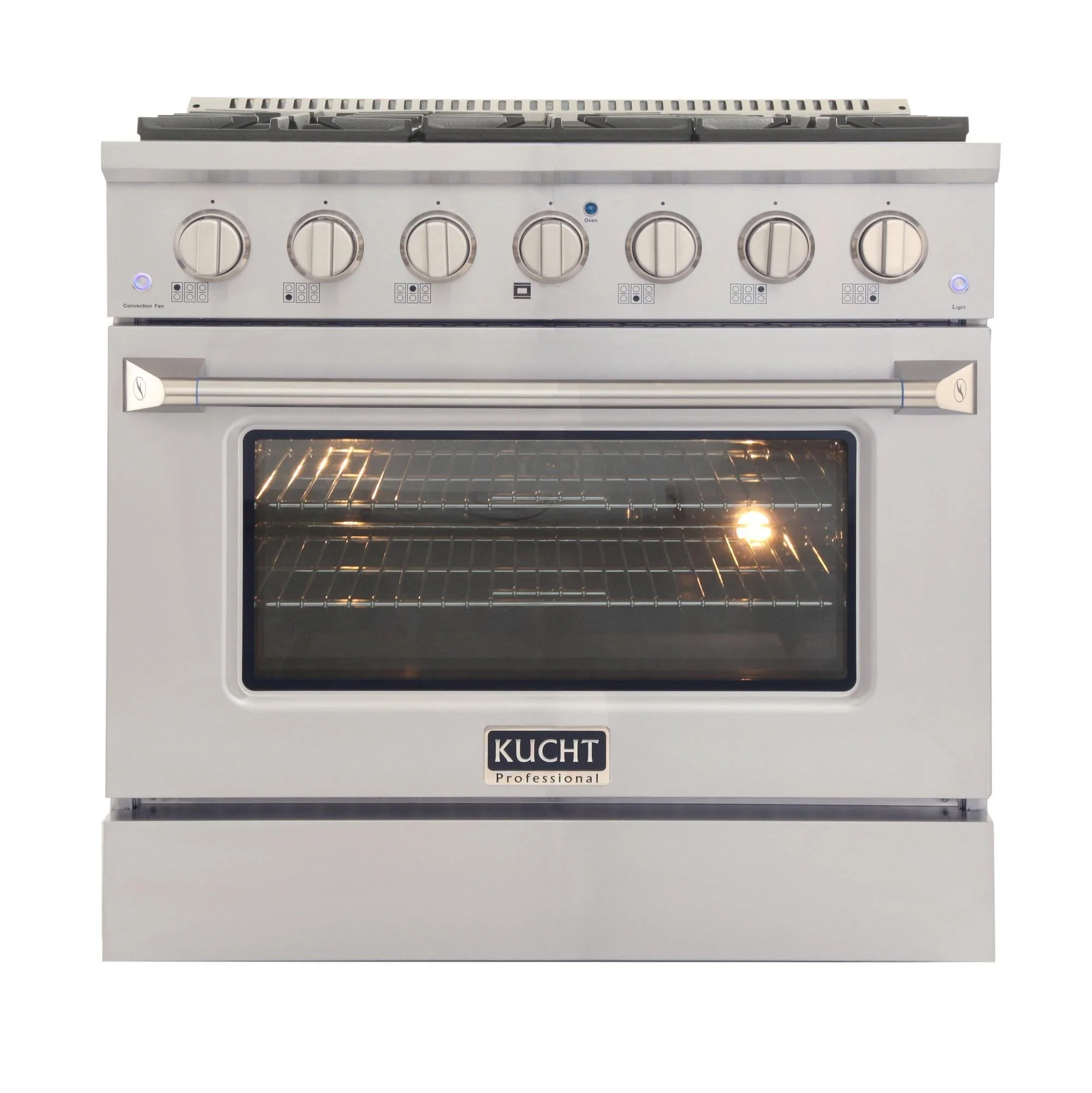 Kucht 36-Inch Propane Gas Range with Sealed Burners & 5.2 Cu. Ft. Convection Oven in Stainless Steel (KNG361/LP-S)