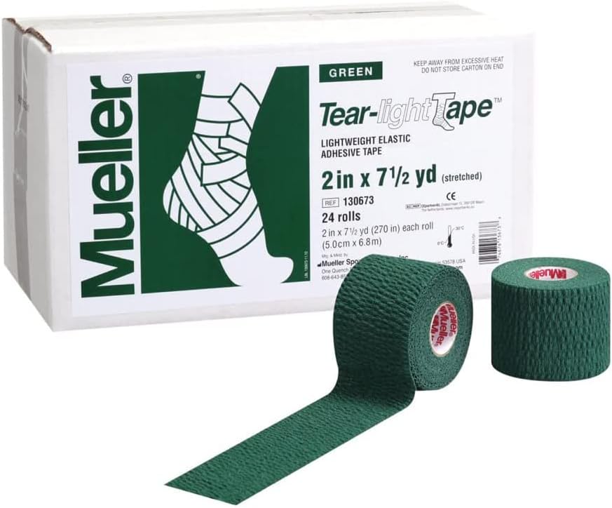 MUELLER Tear-Light [Elastic Athletic Stretch Tape]: 2 in. x 7-1/2 yds. (Green) / 24-Rolls