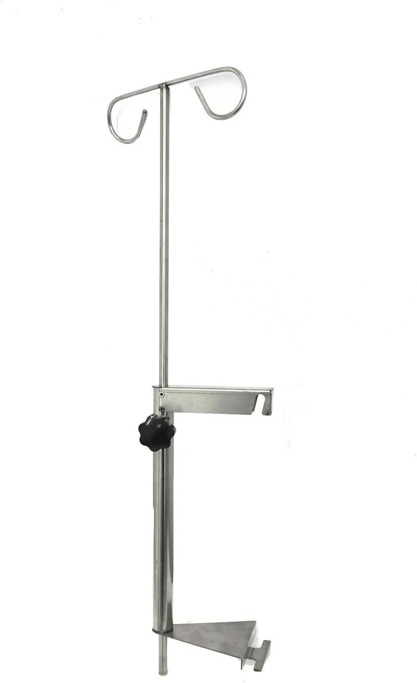 Stainless Steel IV Pole for Pet Cages - Infusion Pump Stand with 2 Hooks, IV Drip Rack for Dogs & Cats, Veterinary Use, Ideal for Elderly & Sick Pets