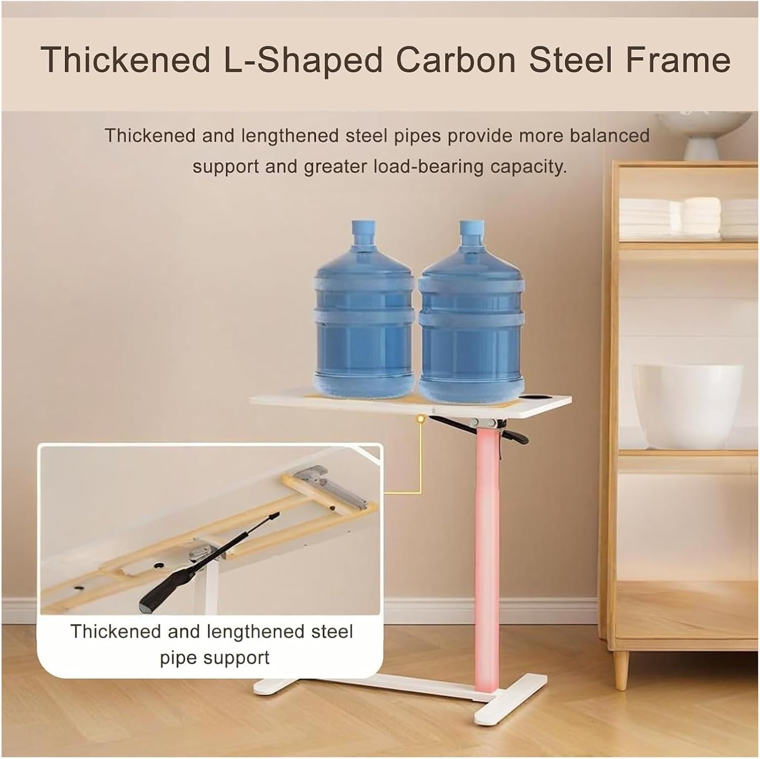 Overbed Desk,Overbed Table with Wheels, with 360° Wheels Queen Size Mobile with Heavy Duty Metal Leg for Hospital and Home Use(White2)(White1)